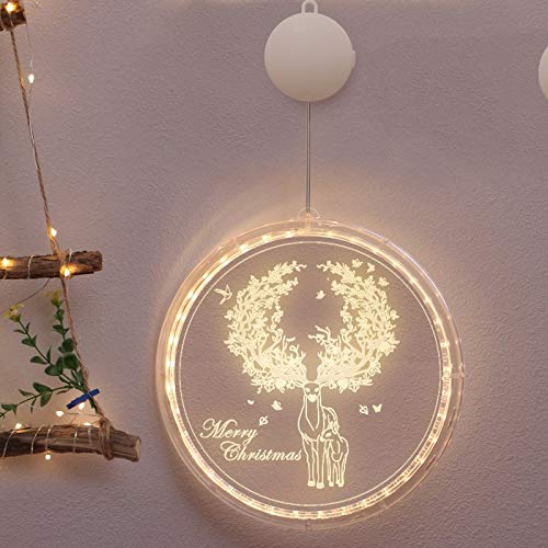 Christmas Decorative Window Lights - Warm White Elk String Lights for Indoor & Outdoor Use - Perfect for Windows, Pathways, Patios, Bedrooms, Parties & Holiday Wall Decor