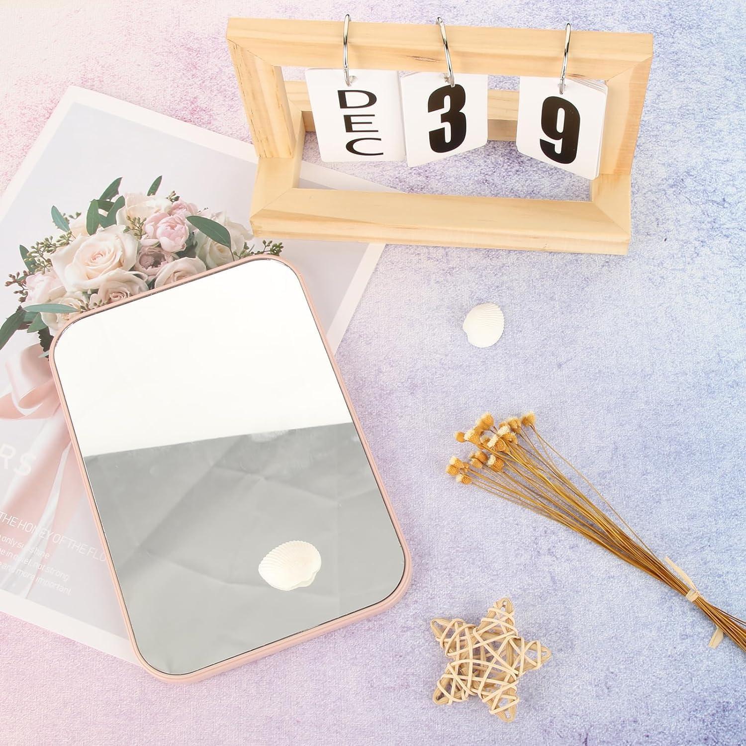 YANCI® Portable Plastic Mirror for Camping & Travel - Compact Makeup Mirror for Skincare, Shaving, Brushing Teeth, Flossing, Hairstyling & Contact Lenses - Perfect for Home, School, Office & Outdoor Use (Pink)