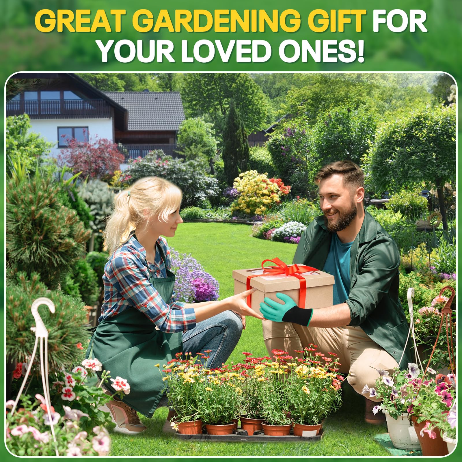 EAONE Foldable Garden Kneeler and Seat with Soft Kneeling Pad - Gardening Stool Bench with Hand Tools, Gloves & Tool Pouches - Ideal Gardening Gifts for Men & Women - Protects Knees & Back - Perfect for Planting, Weeding & Outdoor Yard Work