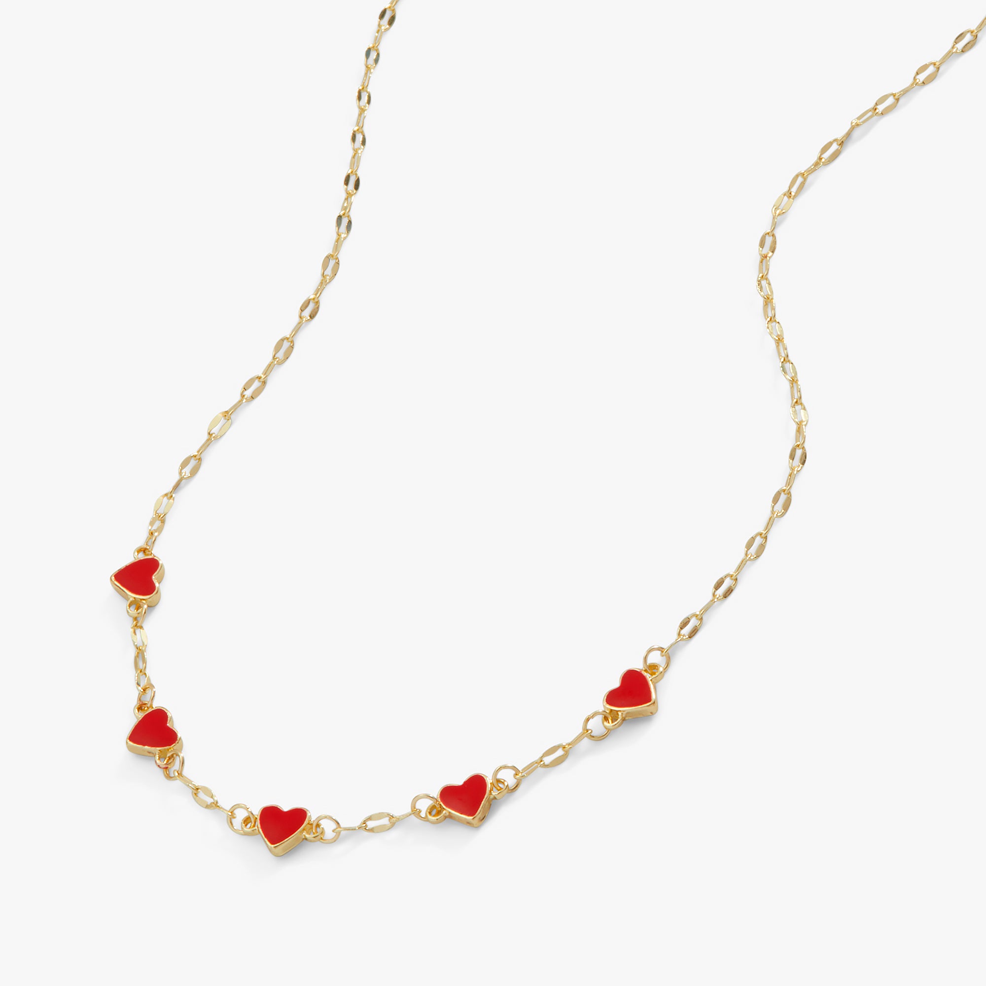 Hearts Chain Necklace for Women, Adjustable Length 14K Gold Plated Romantic Gift for Valentine's Day, Anniversary & Date Night Jewelry