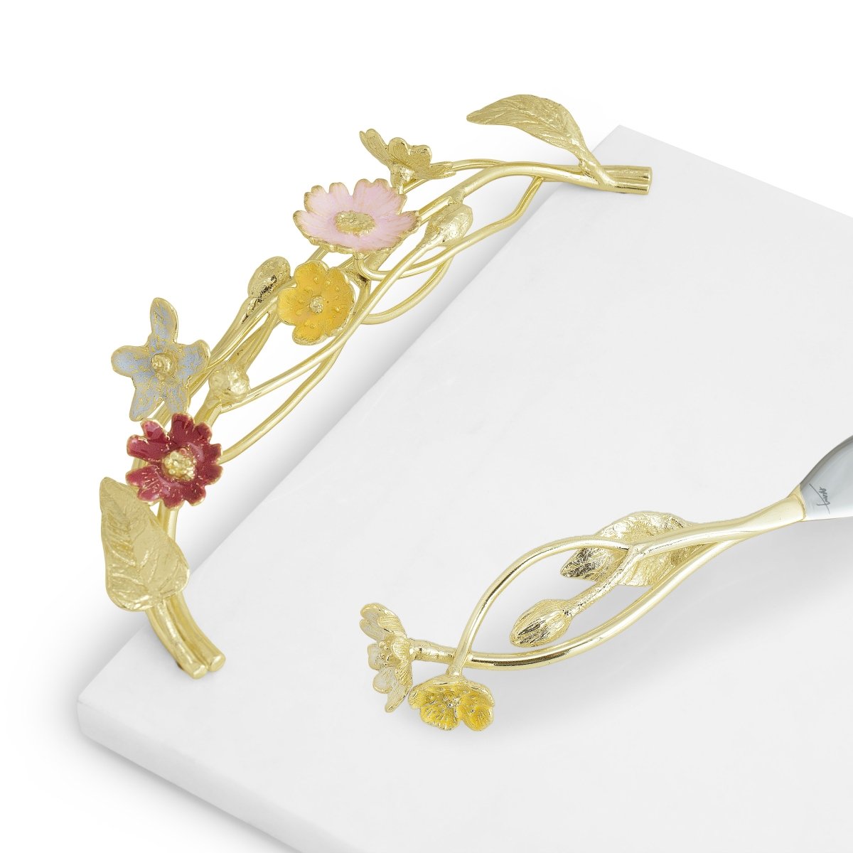 Premium Wildflowers Cheese Board Set with Stainless Steel Knife - Perfect for Wine & Cheese Parties, Charcuterie, and Entertaining Guests