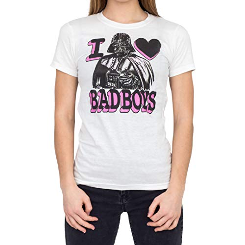 Star Wars Darth Vader Pink & Black Print 'I Heart Bad Boys' Women's Graphic T-Shirt | Cool Casual Tee for Fans, Cosplay & Everyday Wear