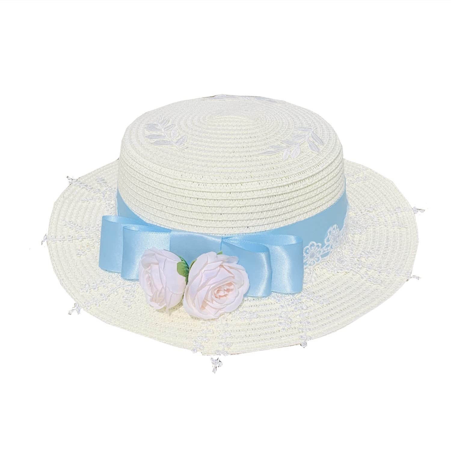 Elegant Floral Lace Ribbon Tea Party Straw Hat for Women - Perfect for Garden Parties, Weddings & Summer Beach Outfits