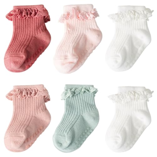 6 Pairs: White, Pale Pink, Lake Green, Dark Pink, Yellow-pink, White