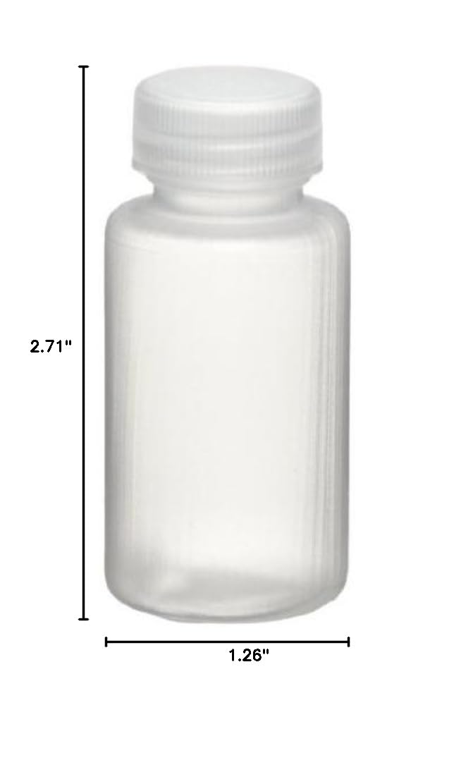 12 Pack 1 Oz HDPE Narrow Mouth Bottles - Durable Plastic Containers for Essential Oils, Spices & DIY Crafts (Case of 12) | Ideal for Home, Lab & Travel Use