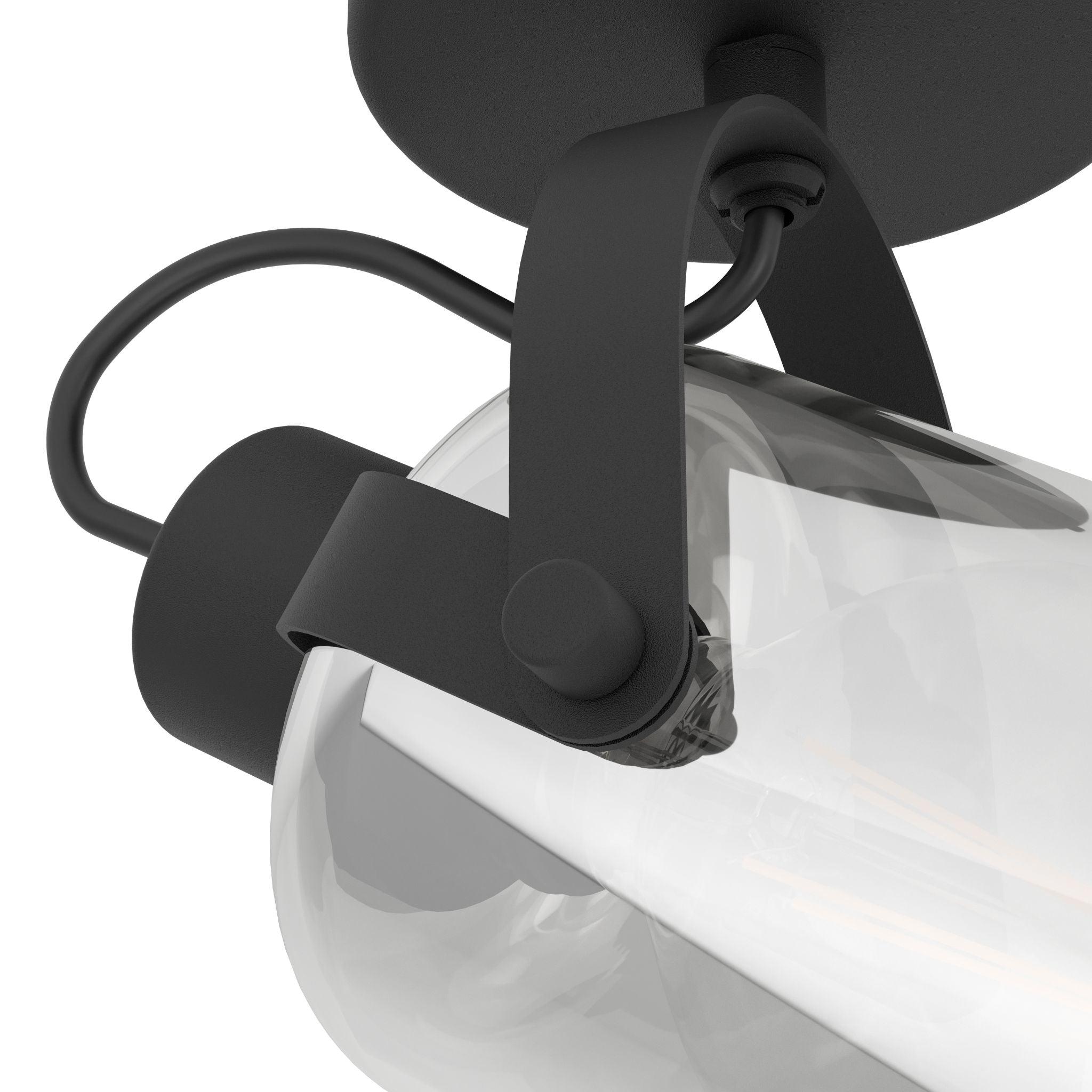 Eglo Berregas Modern Wall Spotlight - Black Finish with Vaporized Glass Shade - Perfect for Living Room, Bedroom, and Hallway Lighting