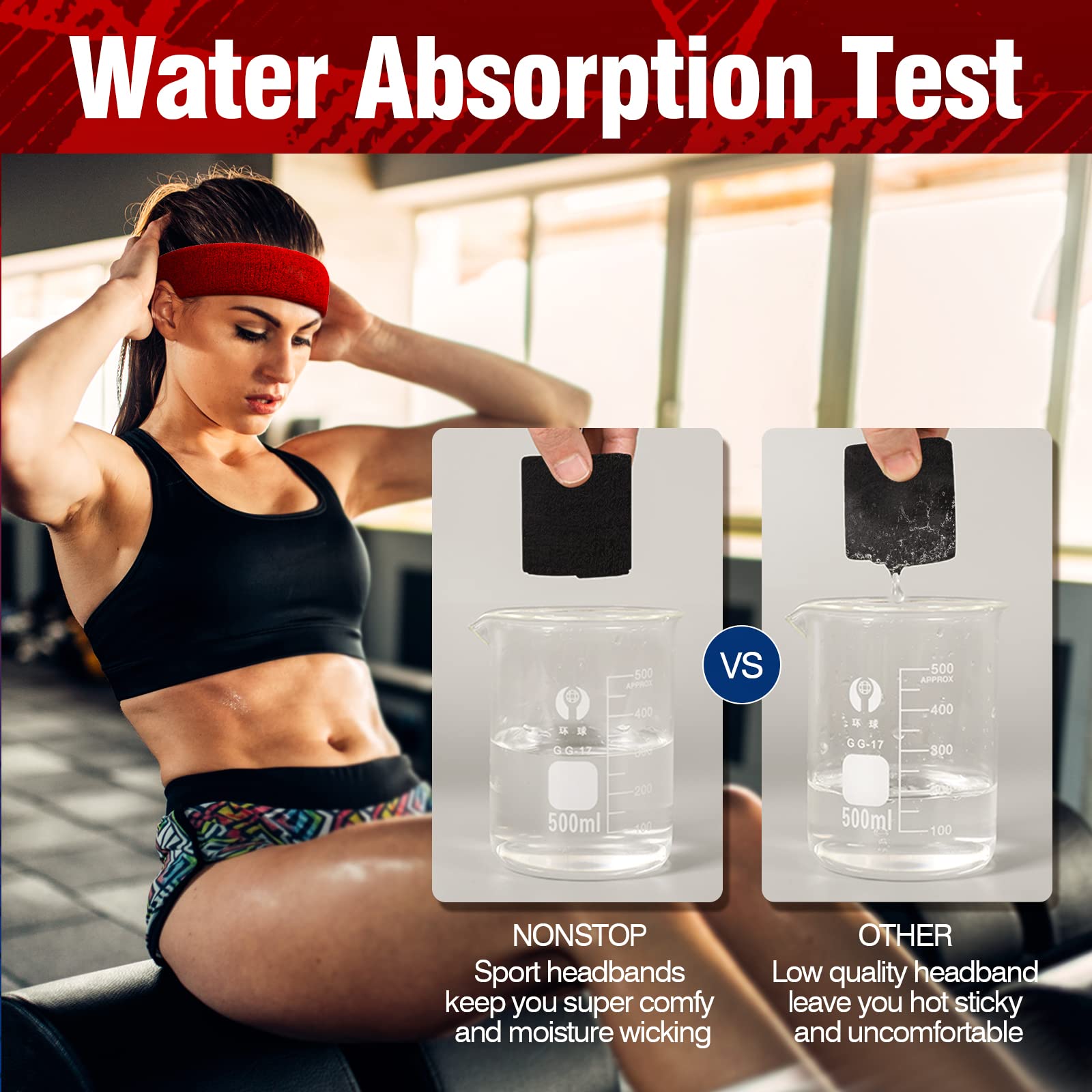 Breathable Sweatbands for Men & Women - Moisture Wicking Sports Headband, Cotton Athletic Hairband for Running, Cycling, Yoga & Gym - Stay Dry During Workouts & Spa Sessions