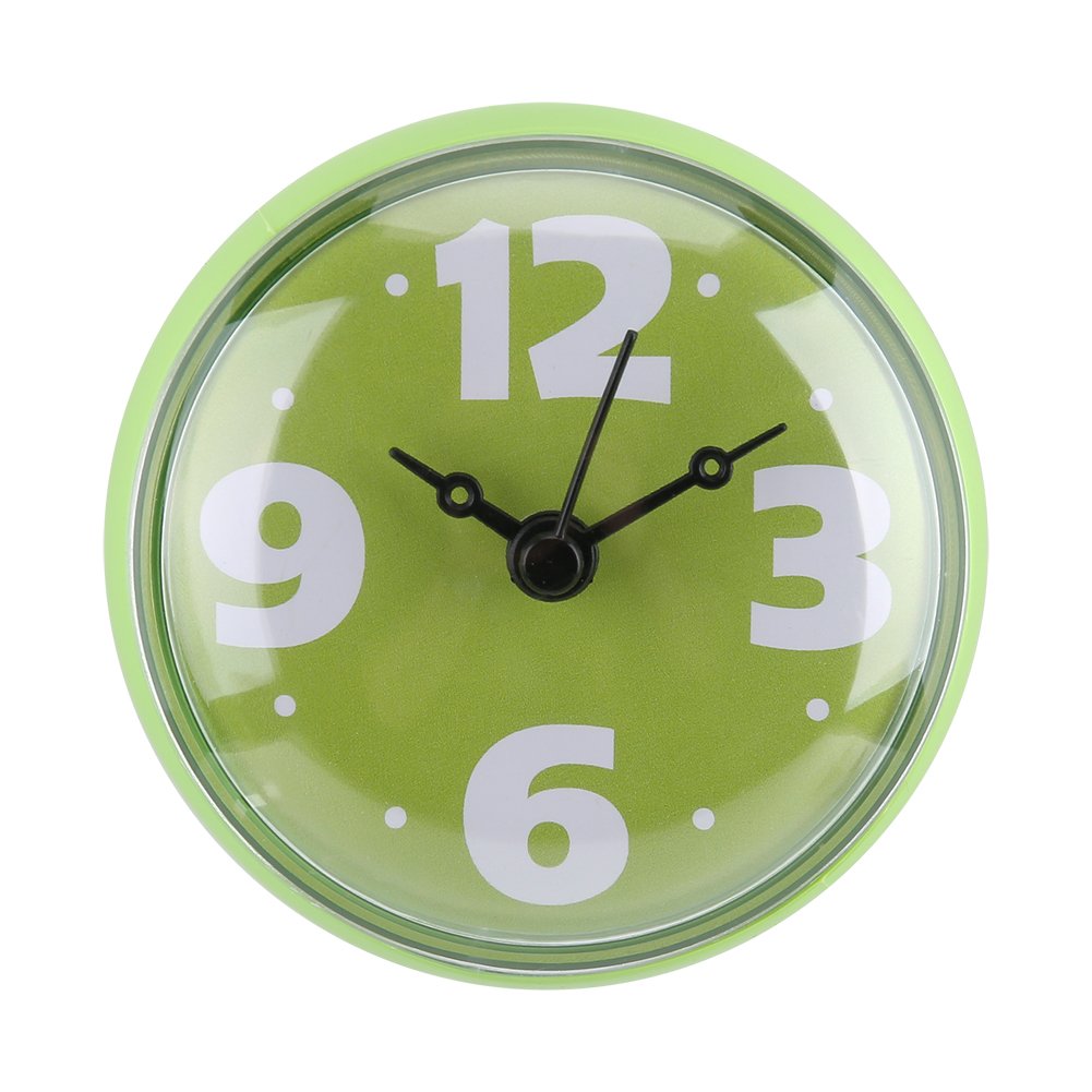 Waterproof Round Suction Wall Mirror with Shower Timer - Mini Bathroom Accessories for Kids, Cartoon Design (Green) | Perfect for Bath Time Fun & Kids' Room Decor