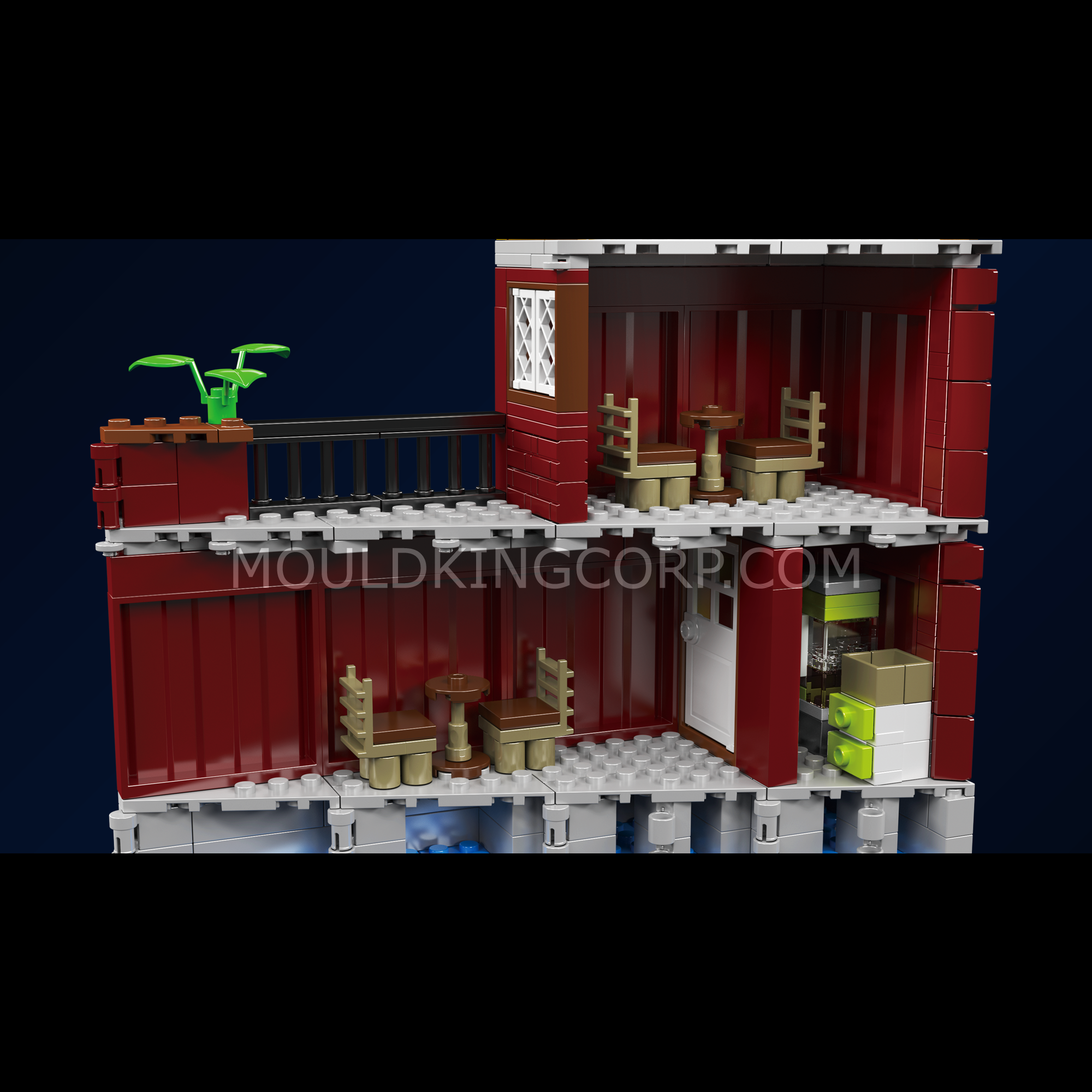 Mould King 10143 Seaside Restaurant Building Blocks Set - 989 Pieces Creative Construction Toy for Adults & Kids | Perfect for Home Decor, Gift Giving & LEGO-Compatible Play