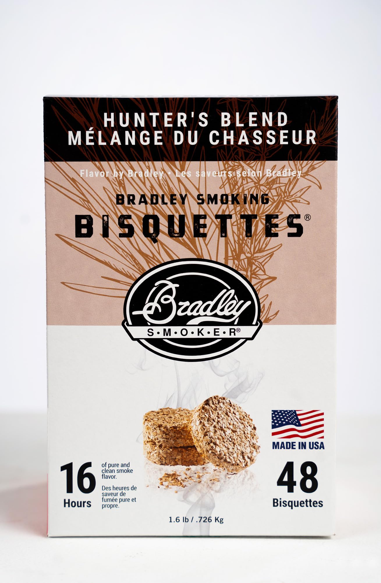 Premium Bradley Smoker Bisquettes for Grilling, Smoking & BBQ - Hunter's Blend Wood Pellets (48 Pack) - Perfect for Backyard BBQs, Camping & Outdoor Cooking