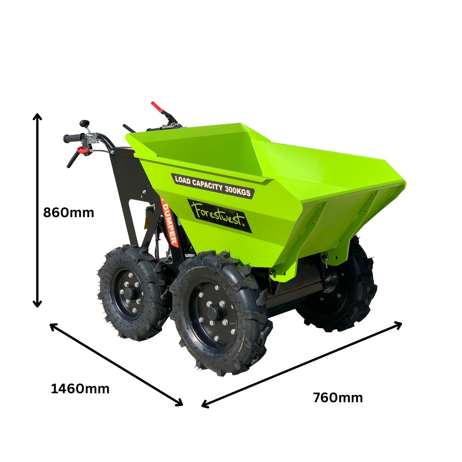 Forestwest 300KG Electric Wheelbarrow with 200CC Gas Engine - Heavy Duty Motorized Dumper Cart for Construction, Landscaping & Gardening (Model BM11077B) - Perfect for Moving Soil, Gravel & Building Materials