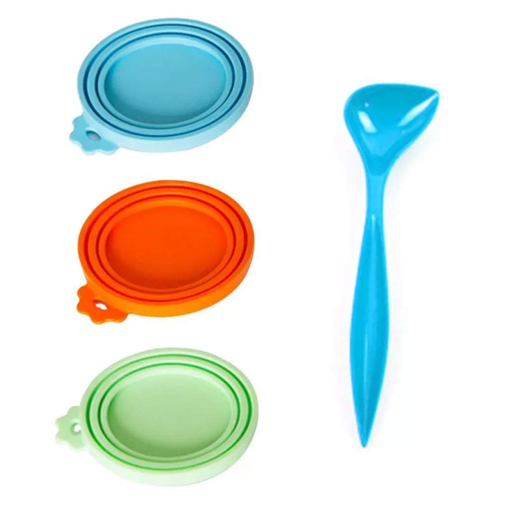 TWDYC Silicone Pet Food Can Cover with Spoon - Airtight Seal for Dog & Cat Food Cans - Keep Pet Food Fresh - Perfect for Wet Food Storage & Travel Use