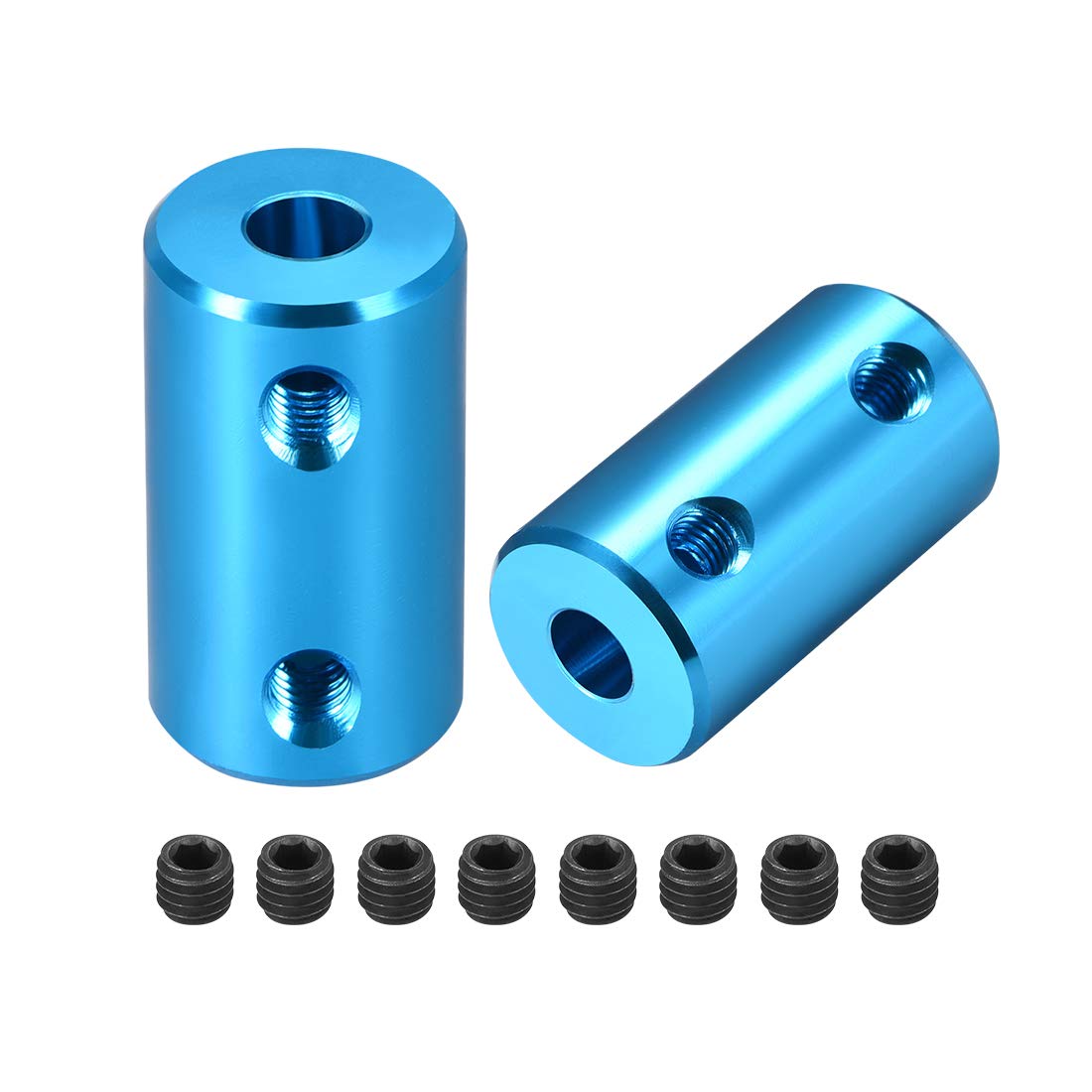 uxcell 5mm to 5mm Bore Rigid Coupling Set Screw L25XD14 Aluminum Alloy Shaft Coupler Connector - for 3D Printers, CNC Machines, Robotics & Motor Accessories (Blue, 2-Pack) - Perfect for DIY Projects & Industrial Applications