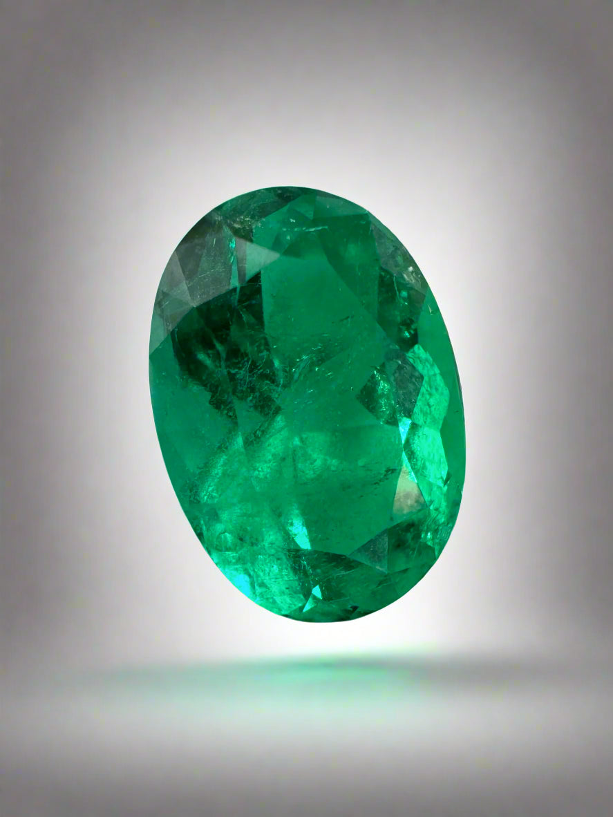 3.24 Carat AAA+ Vivid Yellowish Green Oval Colombian Emerald - 11.4x8mm Natural Loose Gemstone for Jewelry Making, Engagement Rings & Luxury Gifts