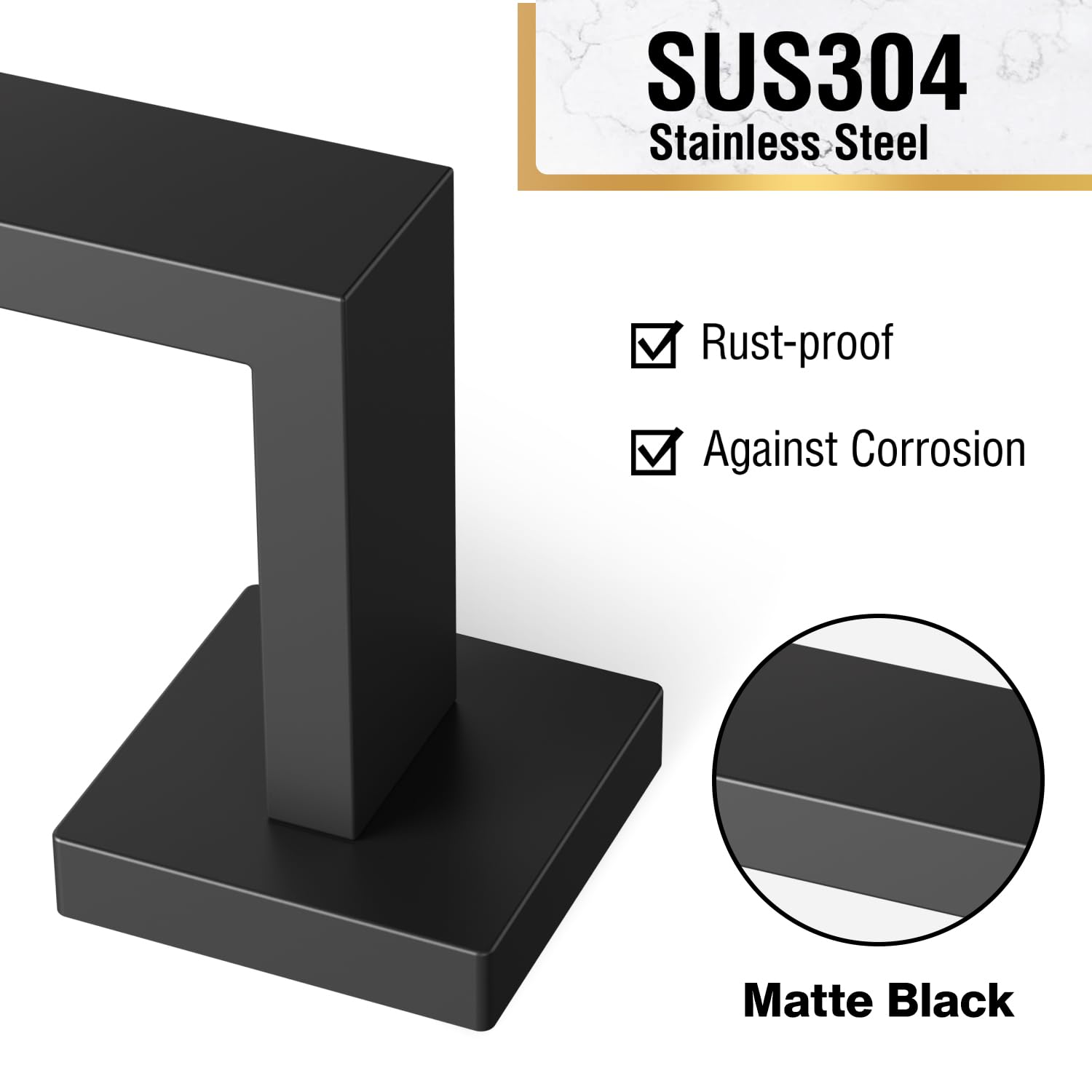 Wall Mounted Matte Black Toilet Paper Holder - SUS 304 Stainless Steel Rustproof & Waterproof Bathroom Tissue Roll Stand - Square Design with 360° Rotation - Perfect for Home, Office & RV Bathrooms