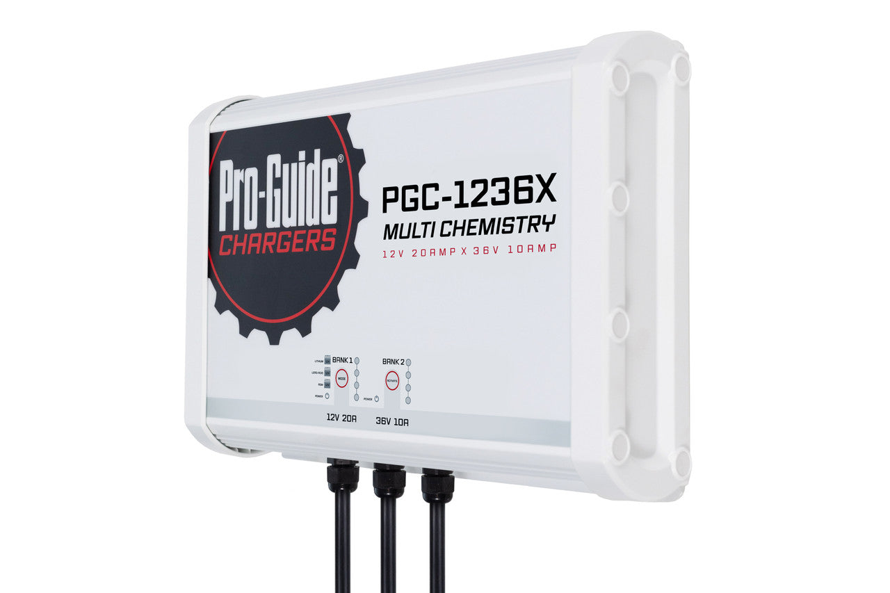 Pro Guide PGC 1236X 12V/36V Smart Battery Charger for Lead Acid, AGM & Lithium Batteries - Perfect for Marine, RV, Golf Cart & Off-Grid Power Systems