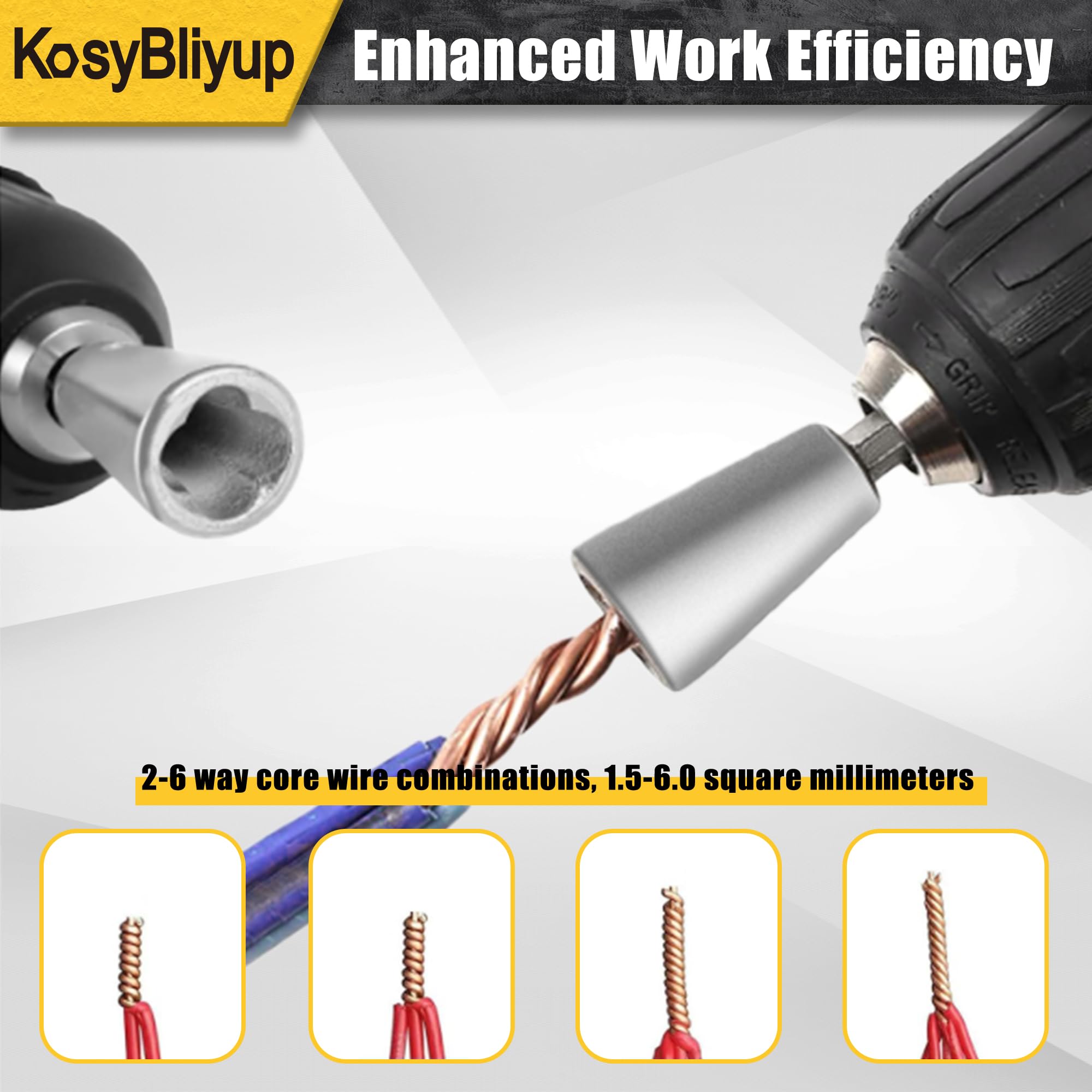 2Pcs Professional Wire Twister Tool for Drill - 2024 Upgraded 6MM Hex Shank Cable Wire Nut Twister for Electricians | Perfect for Wire Repair, Site Renovation & Home Improvement Projects | Ideal for Electrical Work, DIY Projects & Professional Installations
