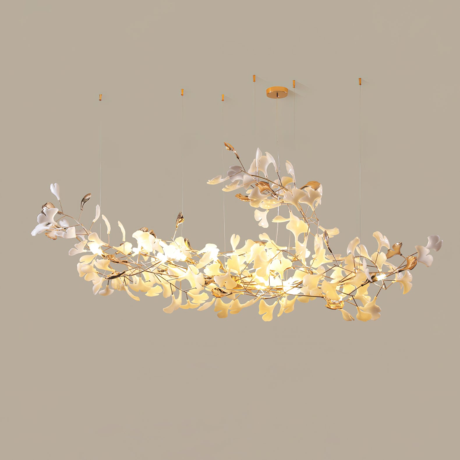 Elegant Ginkgo Leaf Cloud Chandelier - Modern LED Ceiling Light Fixture for Dining Room, Bedroom & Living Room Decor