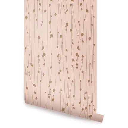 Self-Adhesive Leaves Peel and Stick Wallpaper - Pink Botanical Removable Wallpaper (24