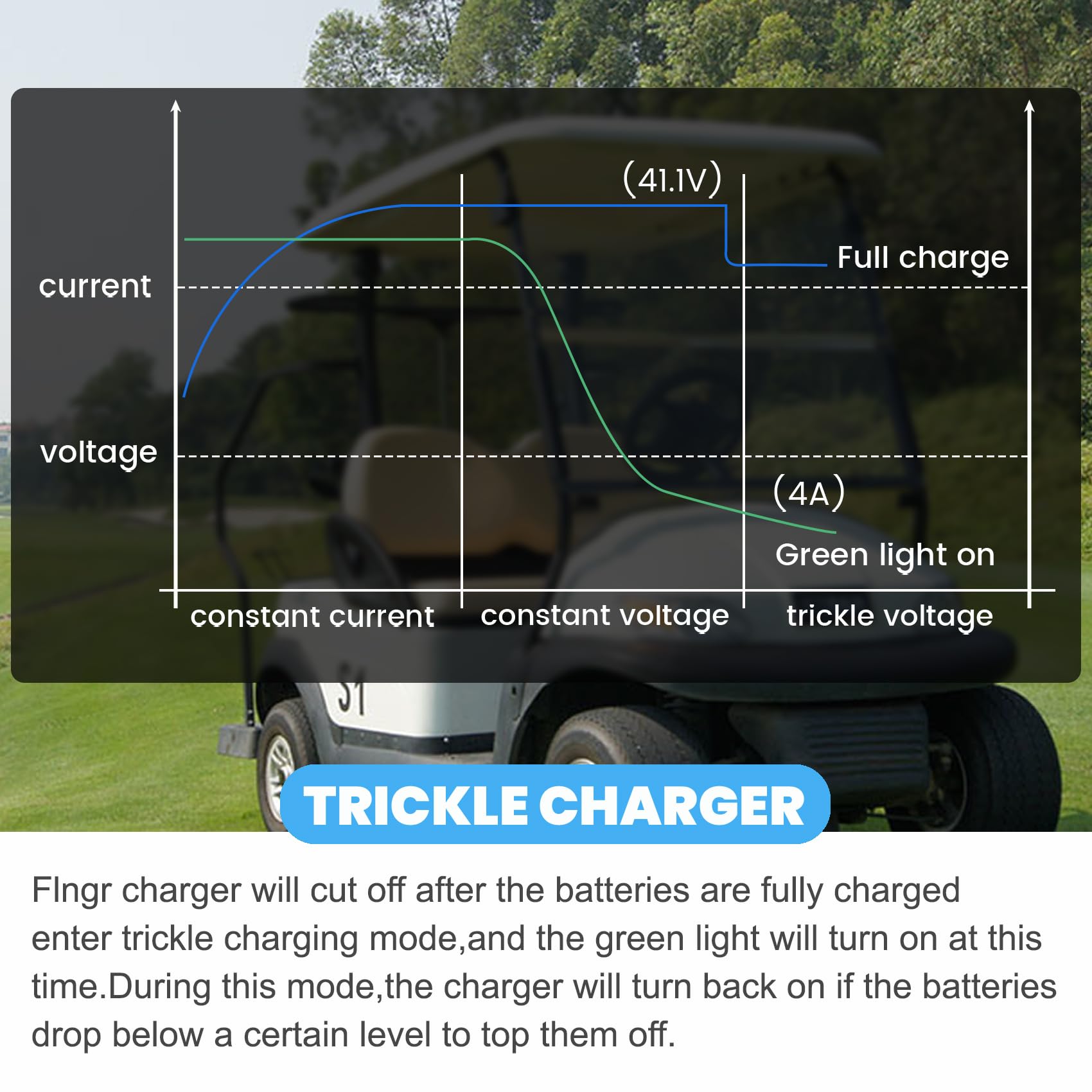 36V 12A Smart Golf Cart Battery Charger for Yamaha EZGO Club Car - Lead-Acid Battery Charger with Trickle Charge & Crowfoot Plug - Perfect for Home, Golf Course, and RV Use