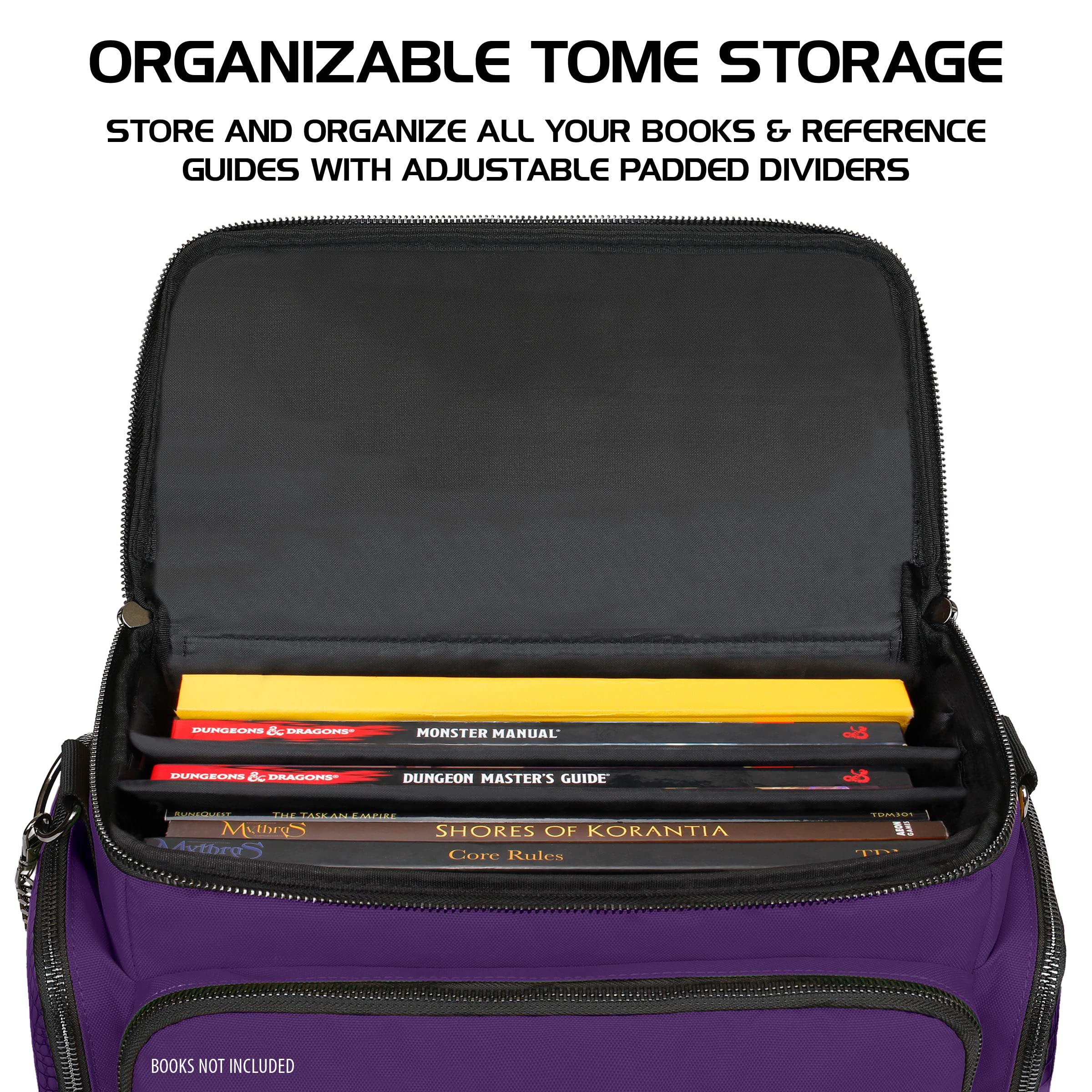 Dungeons & Dragons Collector's Edition Travel Bag - DND Battle Mat Holder with Dice Pockets & Accessories, Fits 4-8 RPG Books (Purple Dragon) - Perfect for Game Nights, Conventions & Travel