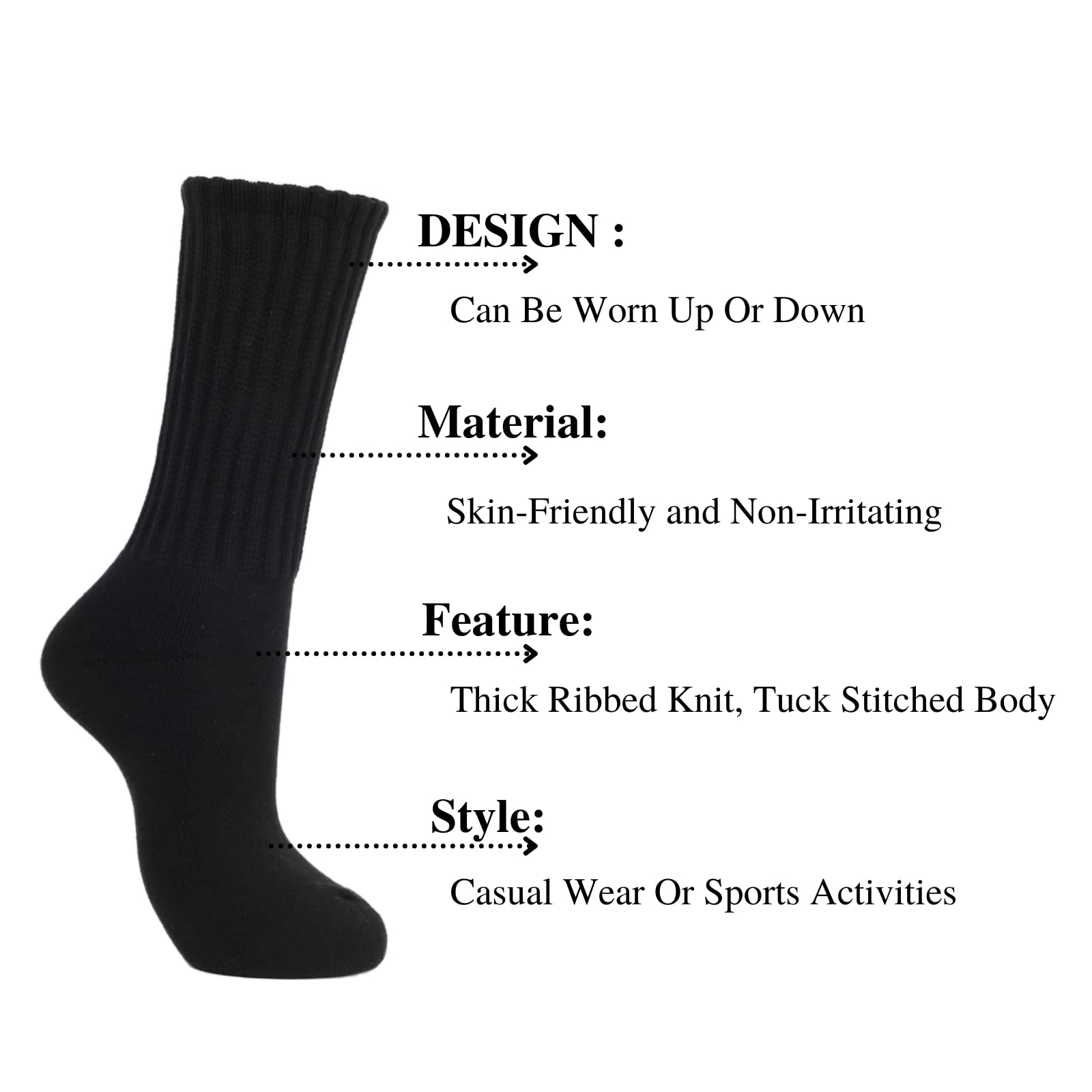 Intgoodluckycc Women's Slouch Scrunch Socks - High Tube Socks for Casual Wear, Fashion Outfits & Everyday Comfort