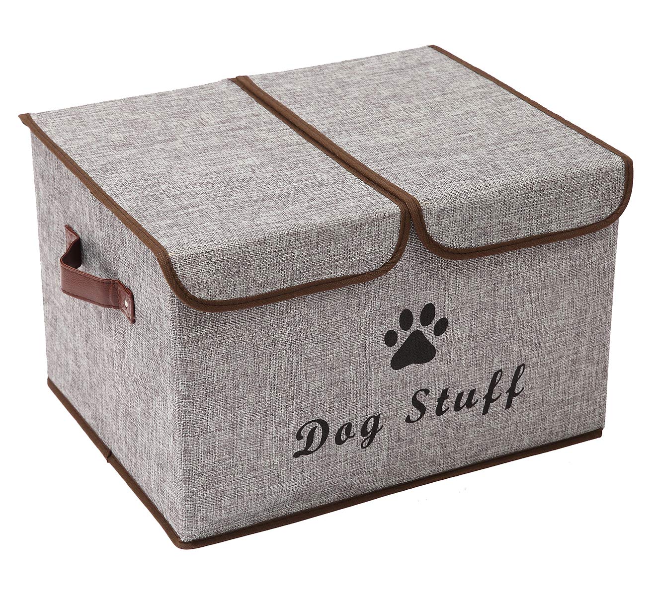 Durable Dog Toy Storage Box with Lid - Pet Organizer Basket for Dog Toys, Perfect for Living Room, Playroom & Closet - Light Gray Home Organization Solution for Pet Lovers