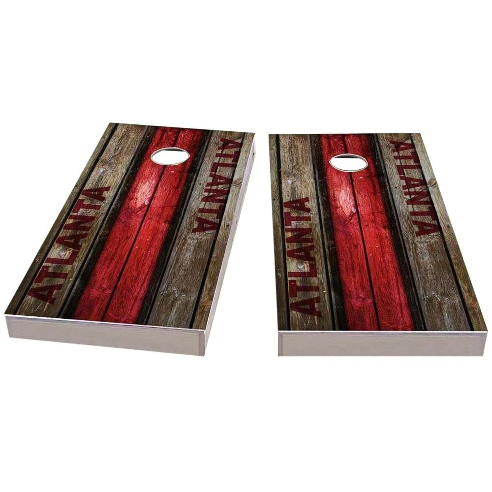 Atlanta City Themed Cornhole Game Set - 2 Premium Wooden Boards & 8 Bean Bags for Outdoor Tailgating, Backyard Parties, and College Events