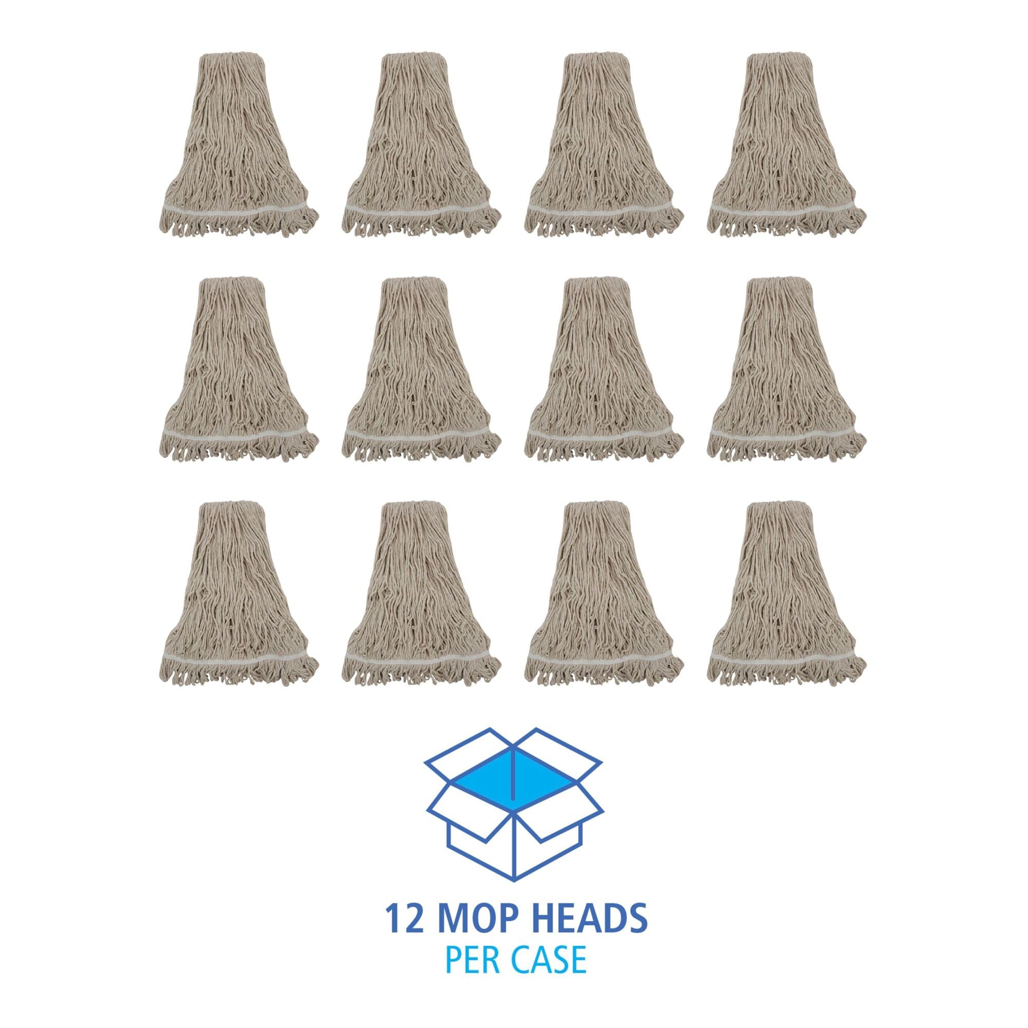 Premium Cotton Mop Head - 32-Oz Pro Loop Web/Tailband Replacement for Standard Mops - White - Ideal for Hardwood Floors, Tile & Commercial Cleaning