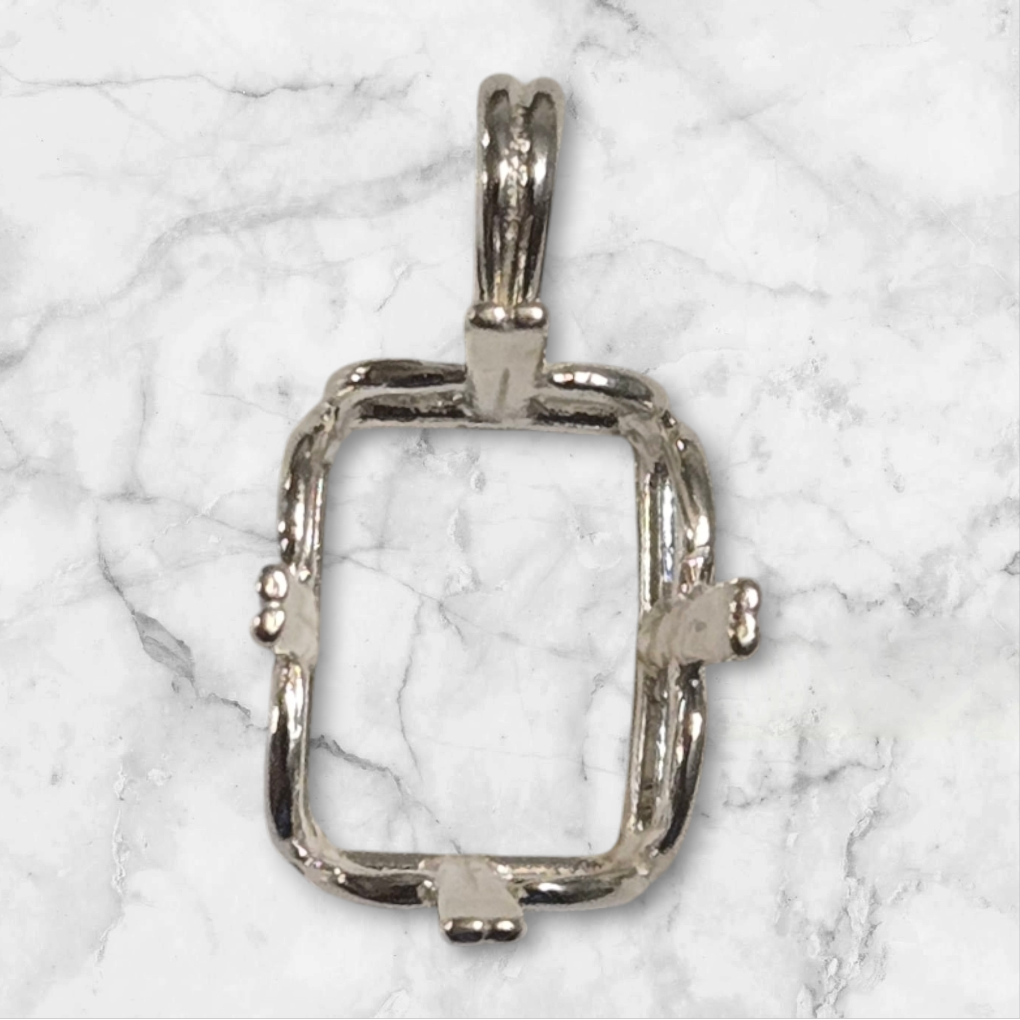 10x8mm & 20x15mm Emerald Cut Pendant Setting - Solid Sterling Silver or 14K Gold (Yellow/White) - Handcrafted in USA - Perfect for Engagement Rings, Anniversary Gifts & Jewelry Making