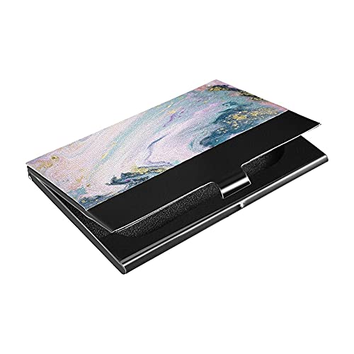 Premium Marble & Leather Business Card Holder - Elegant Metal Business Card Case for Men & Women - Perfect for Office, Networking & Professional Meetings