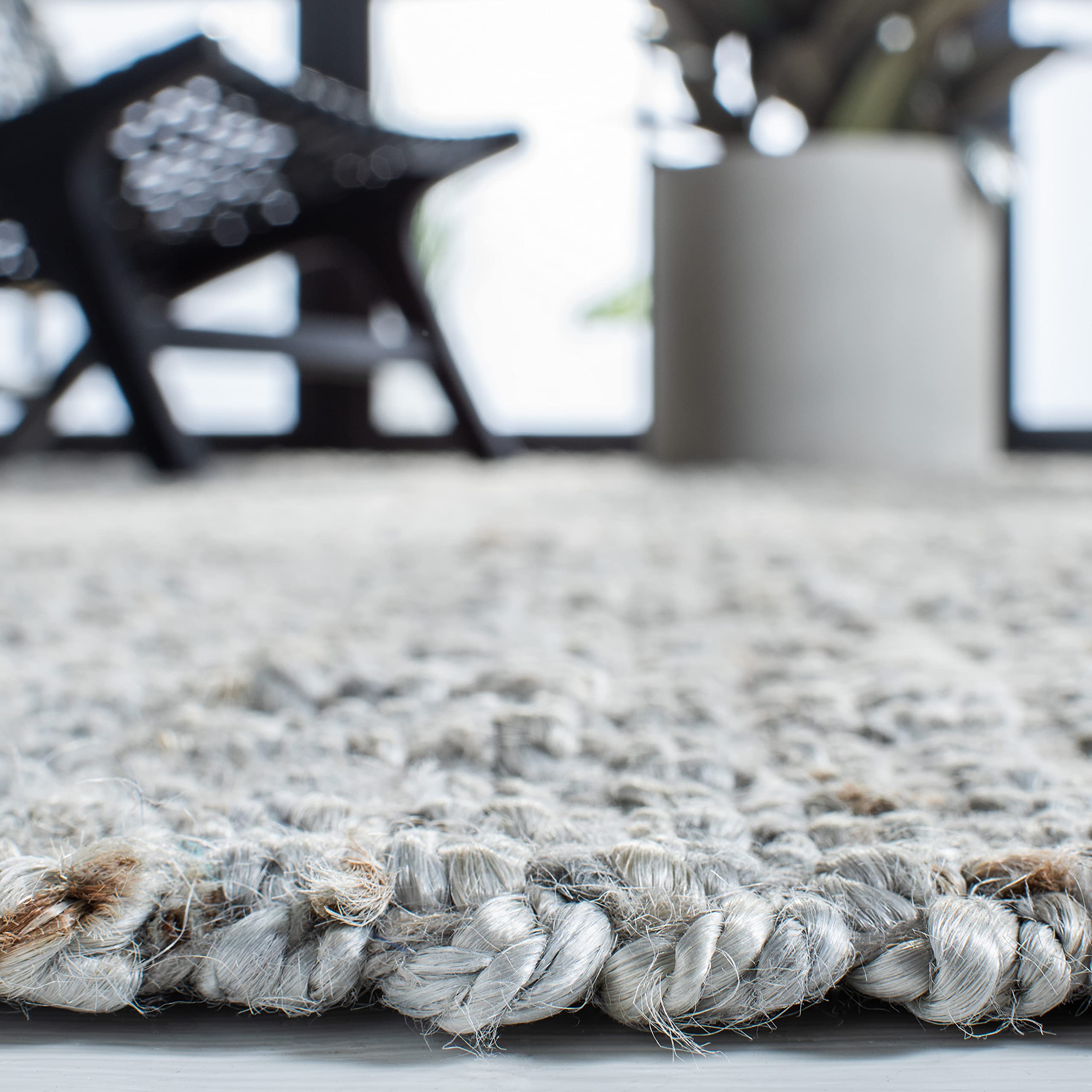 SAFAVIEH Natural Fiber Collection 9'x9' Square Grey NF730F Handmade Farmhouse Premium Jute Area Rug - Perfect for Living Room, Bedroom & Boho Home Decor