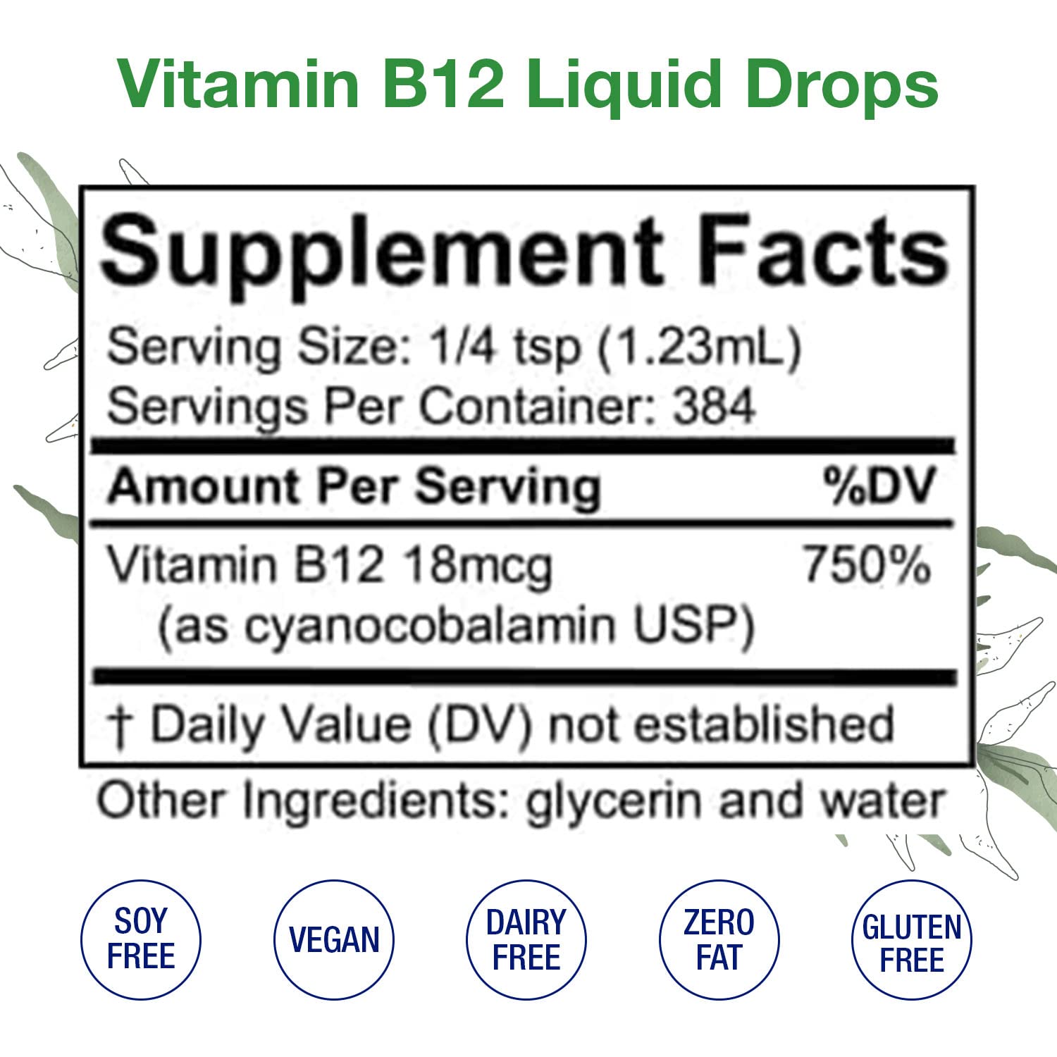 Premium Vitamin B12 Liquid Drops - 16 Fl Oz | Cyanocobalamin Supplement for Brain Function, Heart Health & Energy Boost | Alcohol-Free Formula for Skin, Nails & Hair Care | Perfect for Daily Wellness & Active Lifestyles