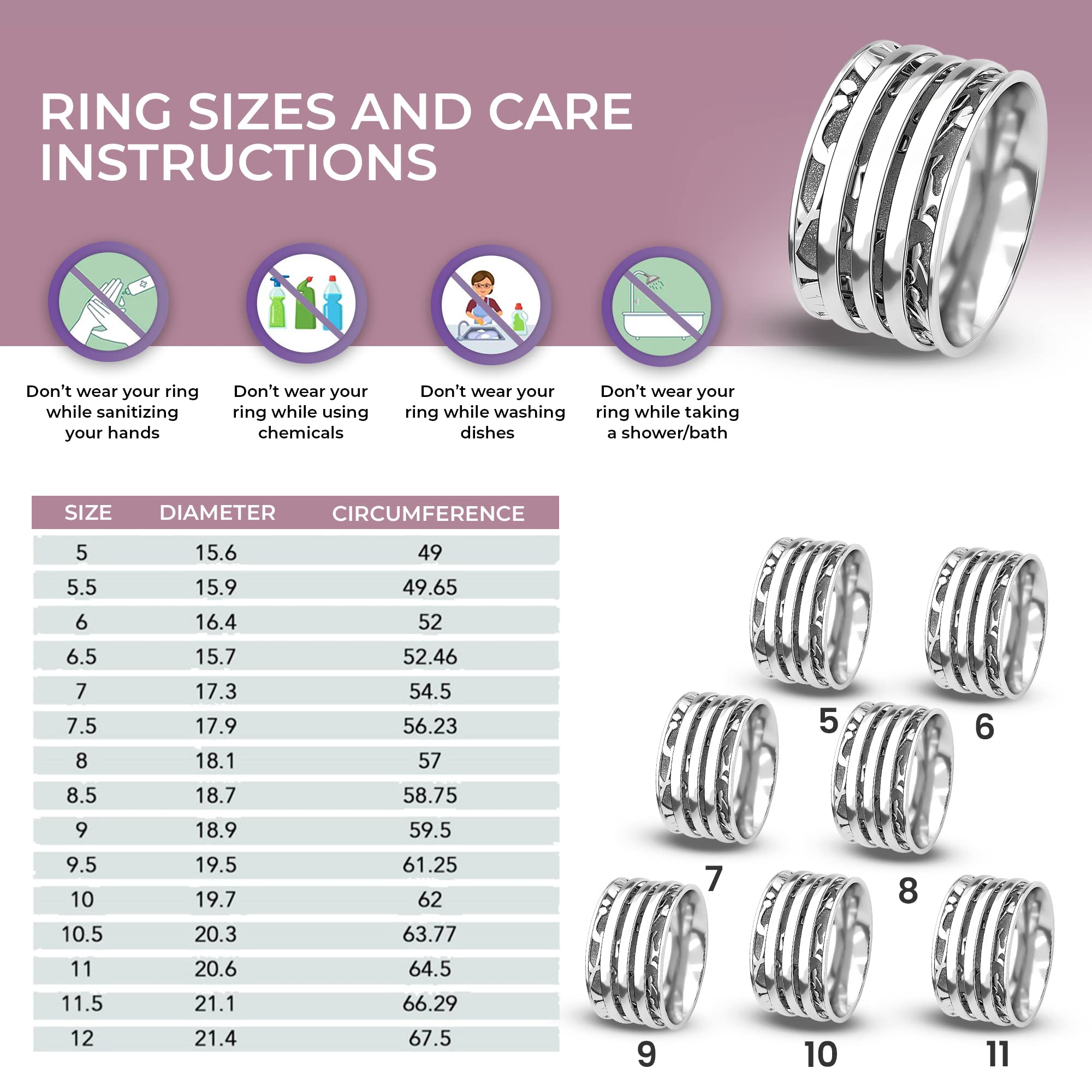 925 Sterling Silver Spinner Ring for Women - Elegant Mother's Jewelry Gift for Birthday, Anniversary & Special Occasions | Perfect for Daily Wear, Stacking & Thoughtful Gifting