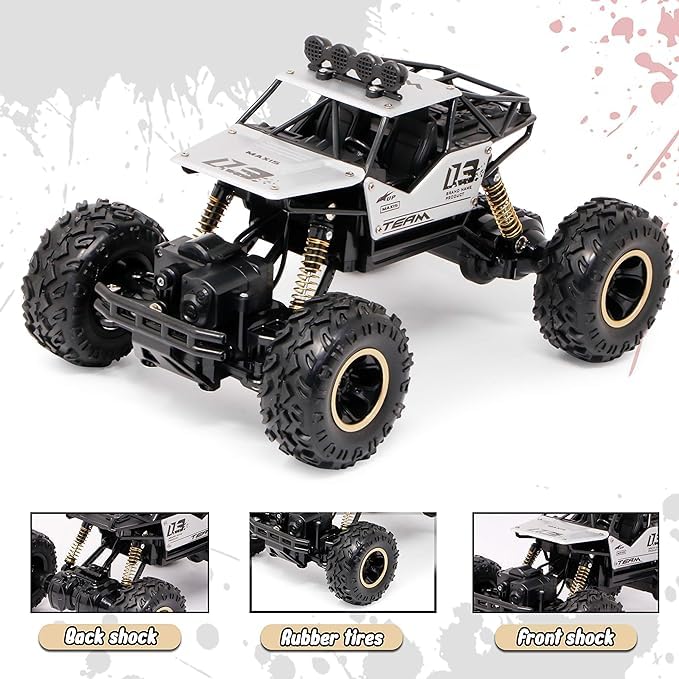Prezzie Metal Super RC HD Camera Crawler - Rechargeable 2.4GHz WiFi Remote Control Car with HD Camera - High Speed Off Road Rock Climber Toy (35cm, Multicolor) - Perfect for Outdoor Adventures & Backyard Racing