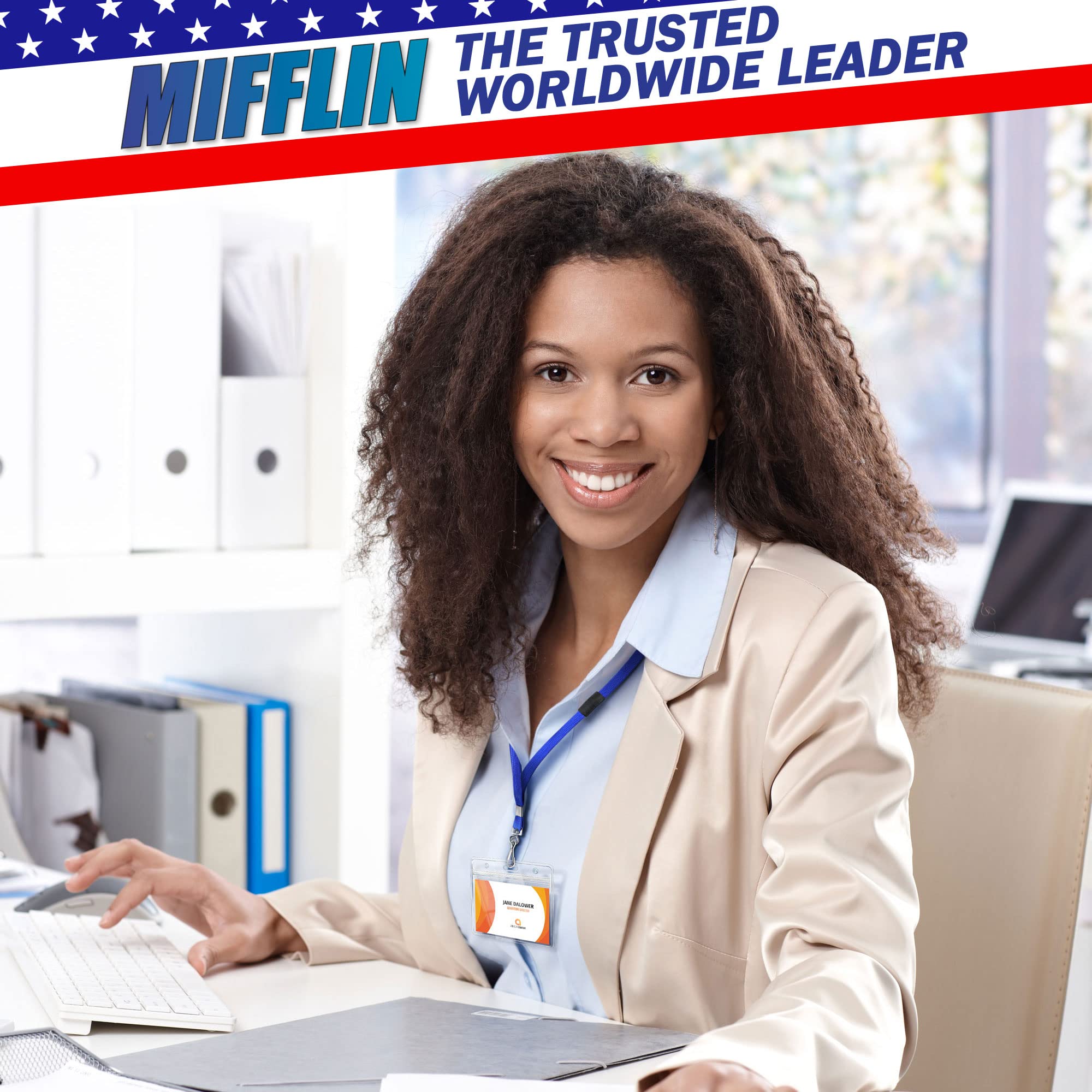 MIFFLIN-USA Breakaway Safety Lanyard for ID Badges - 36 Inch Soft Woven Neck Strap (250 Pack, Blue) - Perfect for Schools, Offices, Hospitals & Events