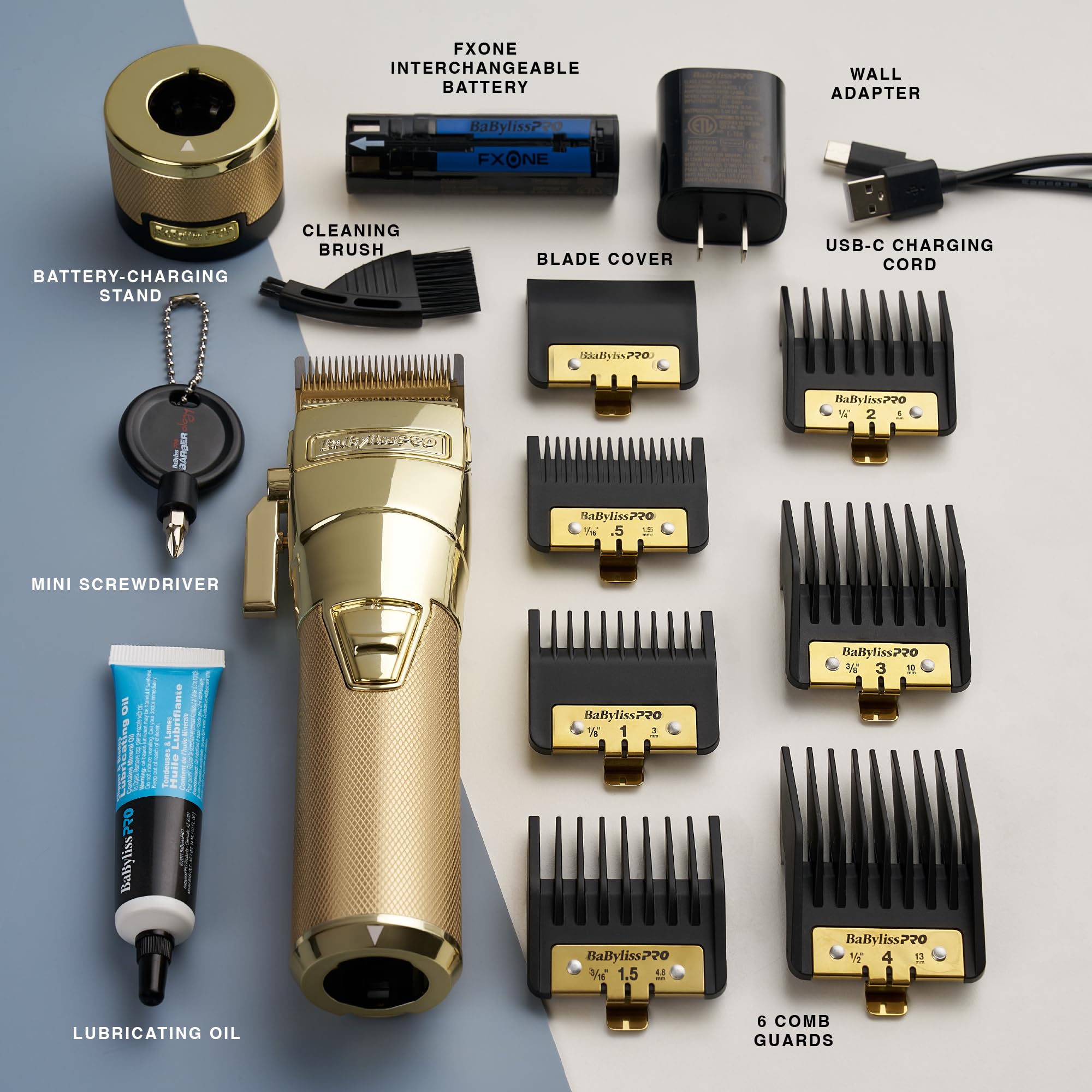 BaBylissPRO FXONE Professional Cordless Hair Clipper for Men - Rechargeable Hair Trimmer for Home & Salon Use - Perfect for Beard, Mustache & Head Hair Cutting & Styling