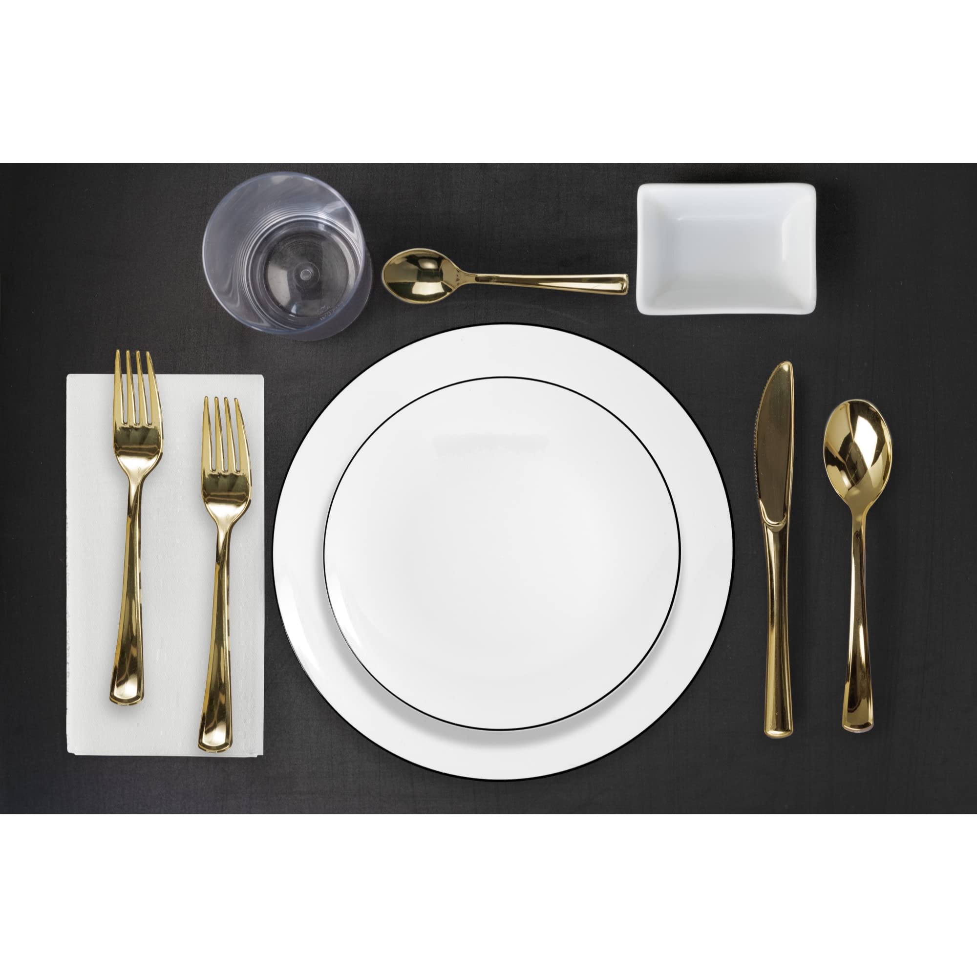Trendables 40-Piece White Plastic Dinnerware Set with Plates & Cutlery - Durable Disposable Tableware for Parties, Picnics, BBQs, and Events