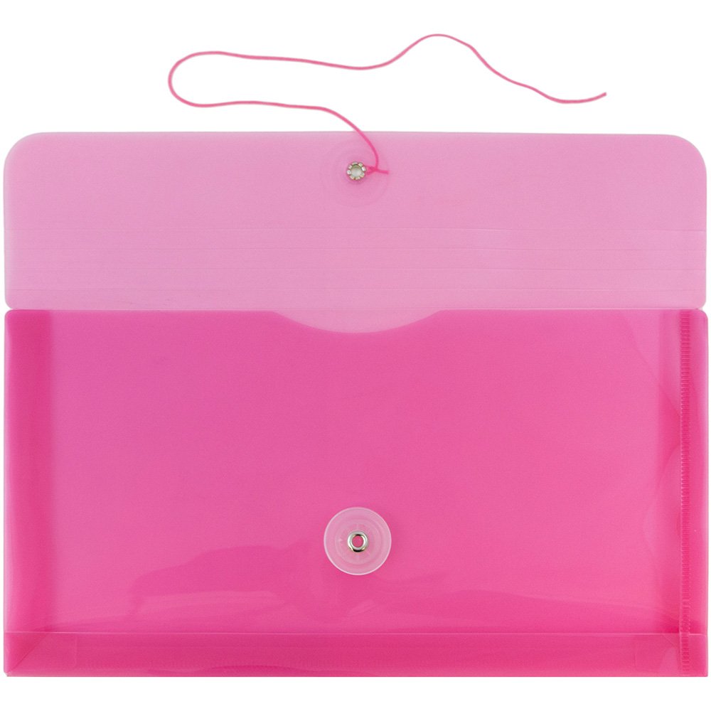 JAM PAPER #10 Plastic Envelopes with Button Closure - 5.25x10 in - 12 Pack for Business Documents