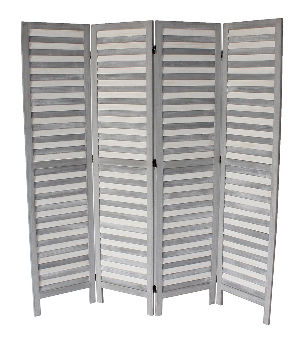 Finn 4-Panel Gray Folding Room Divider Screen - Privacy Partition for Home, Office & Dorm - Decorative Freestanding Separator for Living Room, Bedroom & Studio Spaces