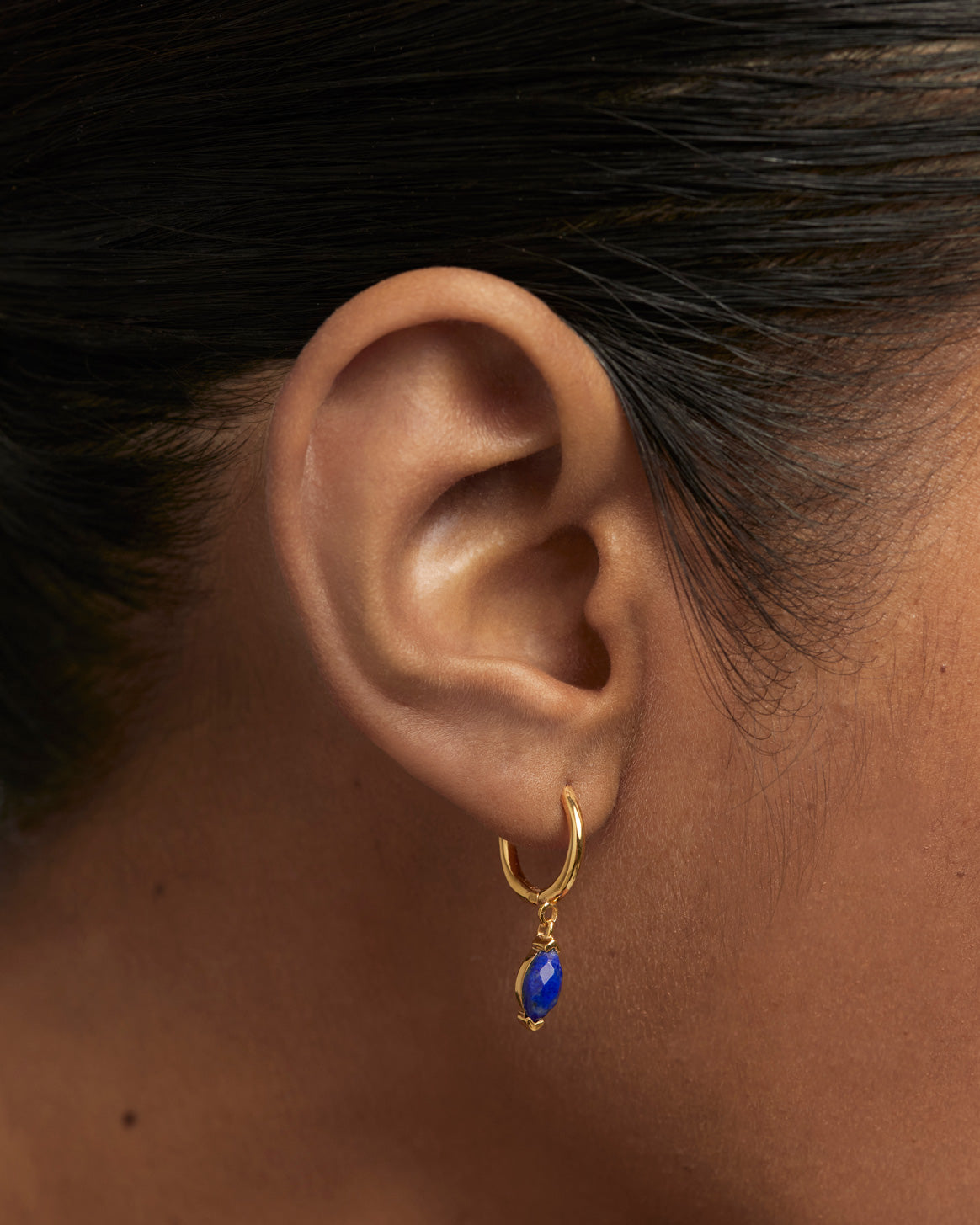 Lapis Lazuli Nomad Hoops - Handmade Bohemian Earrings for Women, 925 Sterling Silver Dangle Hoops, Boho Chic Jewelry for Everyday Wear & Special Occasions
