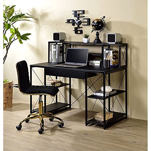 Acme Amiel Black Wooden 1-Drawer Writing Desk with Small Hutch - Compact Home Office Desk for Small Spaces, Study & Dorm Room