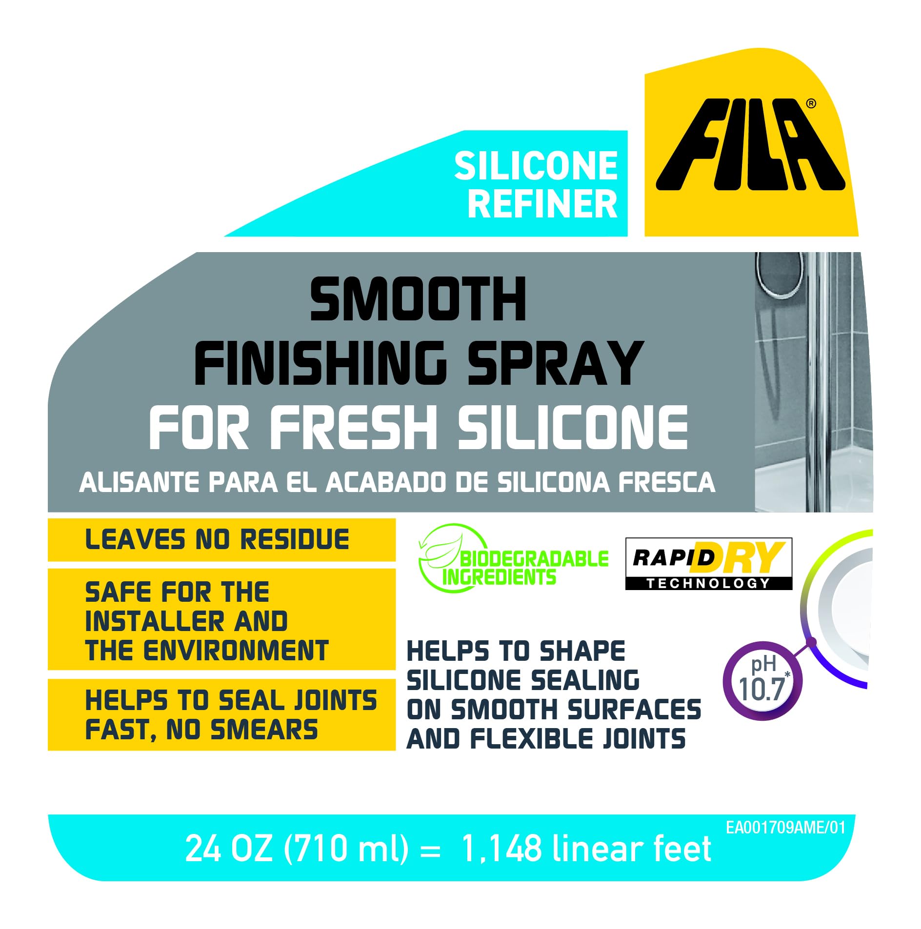 FILA Surface Care Silicone Finishing Kit with Smoothing Spray – 24oz Caulk Tool Included for Seamless Caulking & Silicone Application – Perfect for Bathroom, Kitchen & DIY Home Improvement Projects