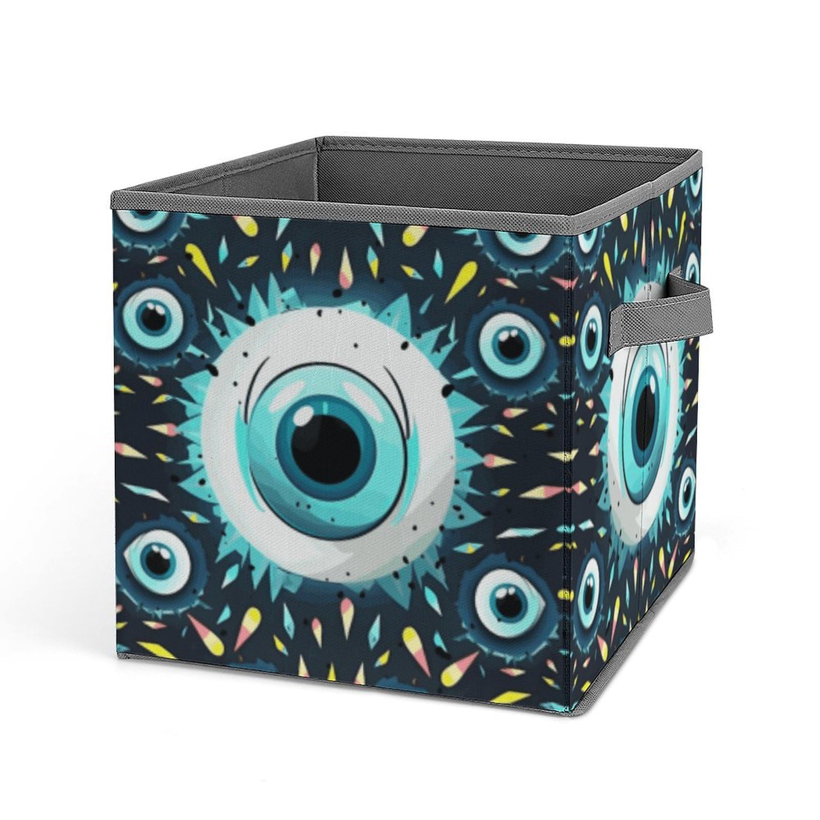 Evil Eye Pattern Foldable Storage Cube Box with Handles - Closet Organizer for Clothes, Toys & Home Decor - Perfect for Bedroom, Nursery & Cabinet Organization