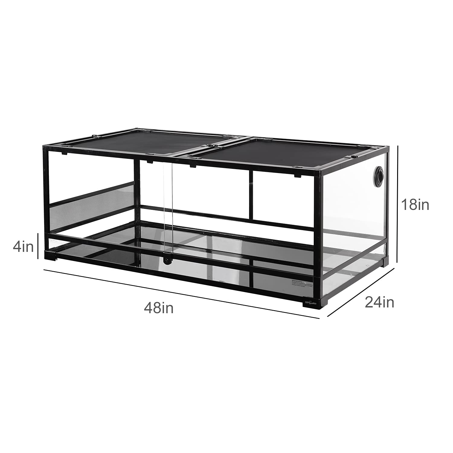 REPTI ZOO 85 Gallon Glass Reptile Terrarium 48x24x18 Inches - Large Detachable Enclosure with Double Hinge Doors & Screen Ventilation - Ideal for Lizards, Snakes, Geckos & Other Reptiles - Perfect for Home, Office or Classroom Habitat Setup