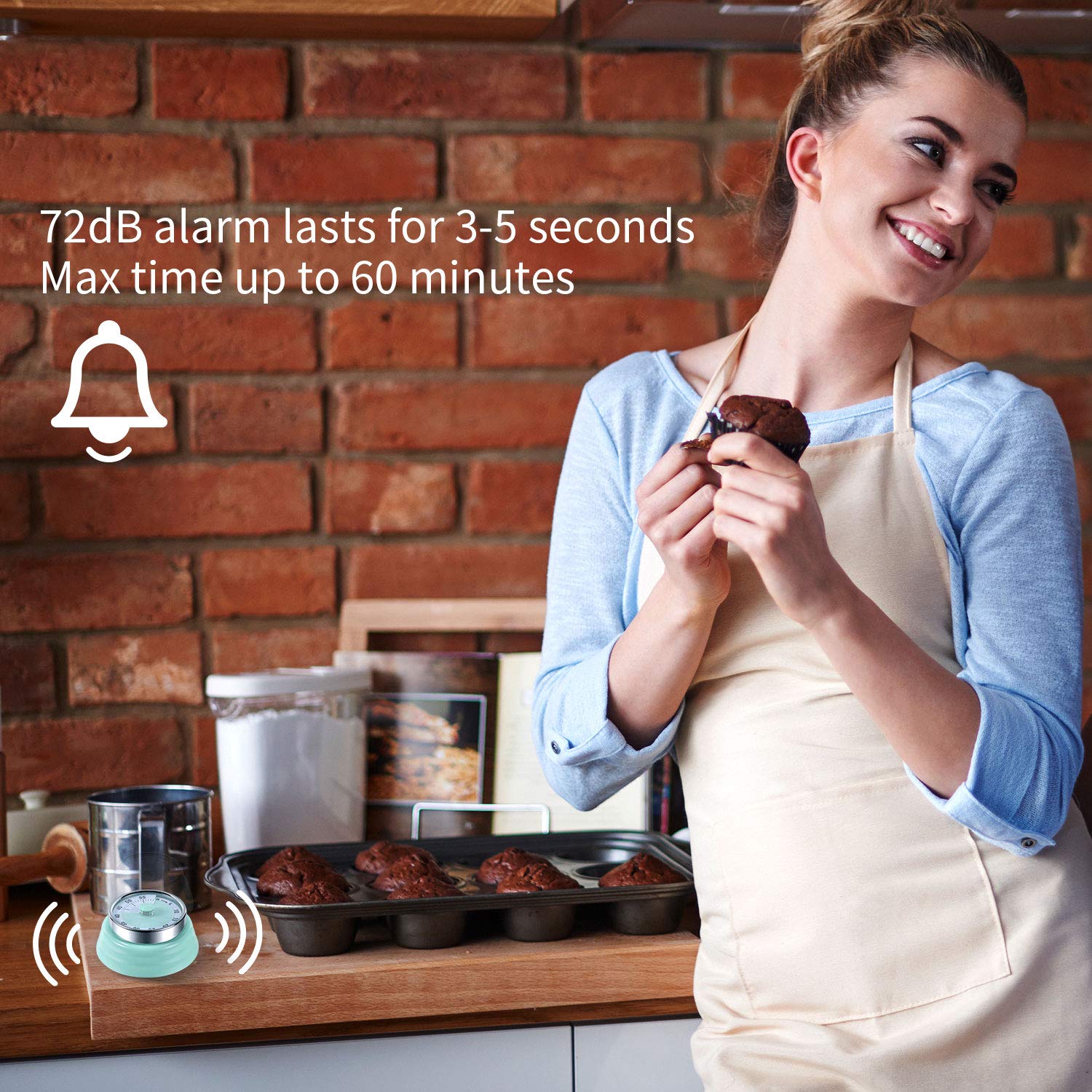 LAOPAO Magnetic Mechanical Kitchen Timer - No Battery Needed, Countdown Cooking Timer for Baking, Grilling & Meal Prep | Perfect for Home Chefs & Time Management