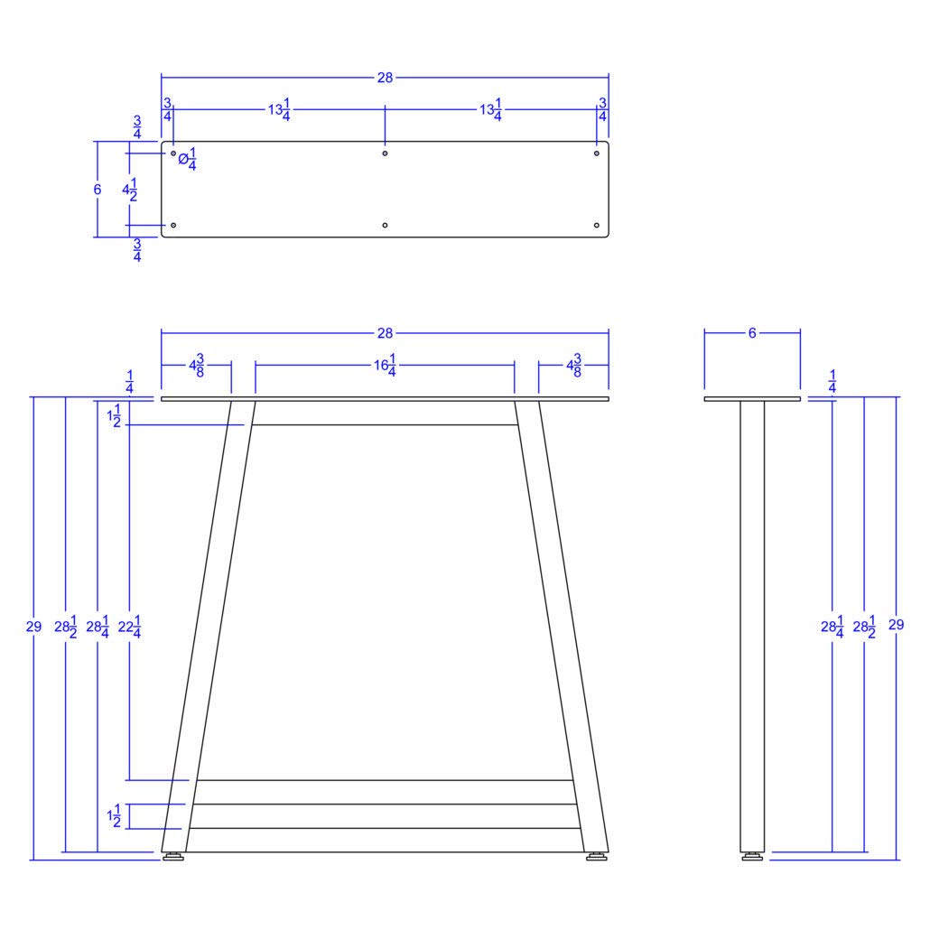 Premium Thurman 2.0 Steel Table Legs - Handcrafted in USA - Heavy Duty Support for Dining Tables, Workbenches & Industrial Furniture