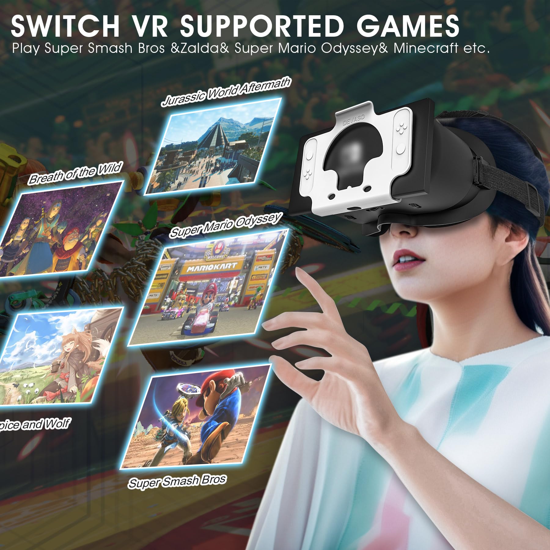 Upgraded VR Headset for Nintendo Switch & Switch OLED - Adjustable HD Lenses, Comfortable Head Strap, Labo Kit Compatible | Immersive 5D Gaming Experience for Kids & Adults | Perfect for Family Game Nights & Virtual Reality Adventures