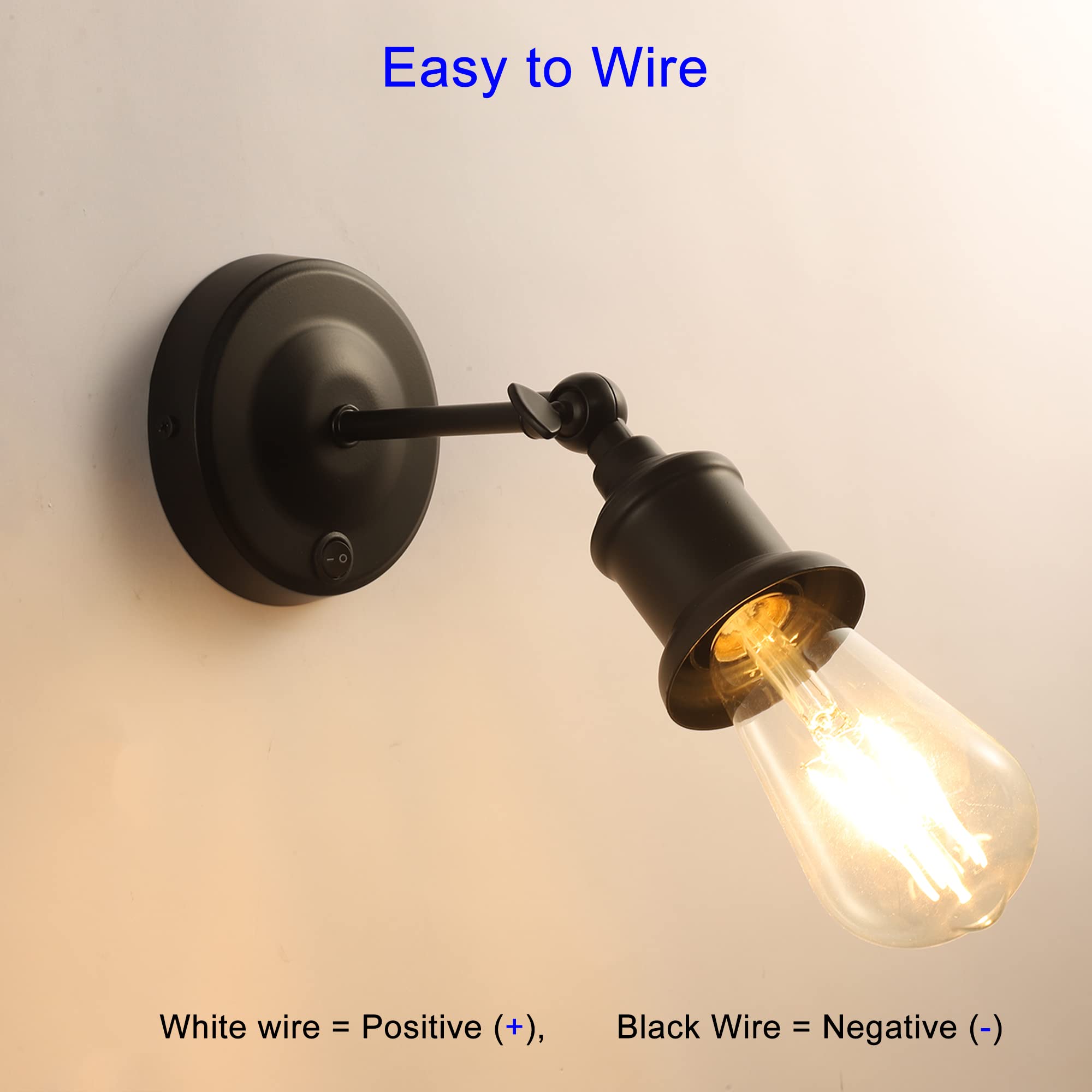 12V LED Wall Sconce Light Fixture with ON/Off Switch - Warm White Reading Lamp with Included E26 LED Bulb - Perfect for RV, Boat, Marine, Motorhome, Caravan & Home Bedroom Lighting