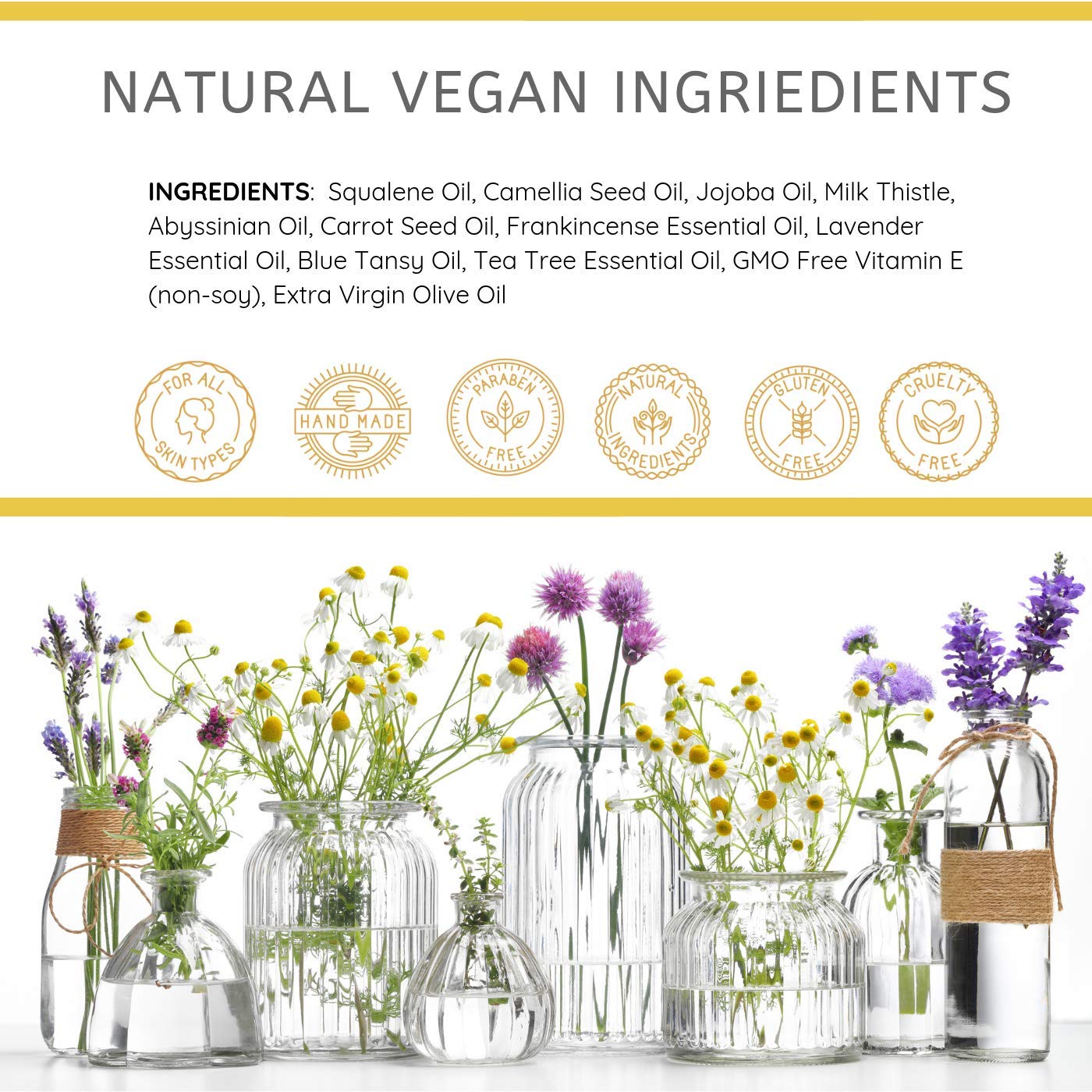 The Yellow Bird Balancing Blue Tansy Face Oil – Natural Glowing Skin Serum with Collagen Support | Vegan Facial Moisturizer for Wrinkle & Pore Reduction | Perfect for Daily Skincare Routine & Nighttime Hydration